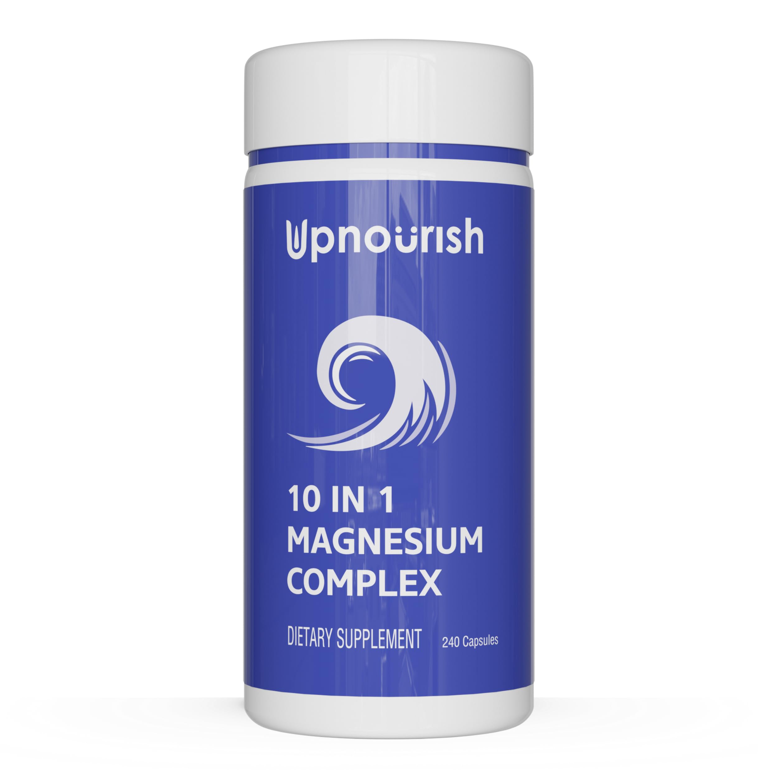 UpNourish Magnesium 10 en 1: botella elegante para soporte diario de músculos