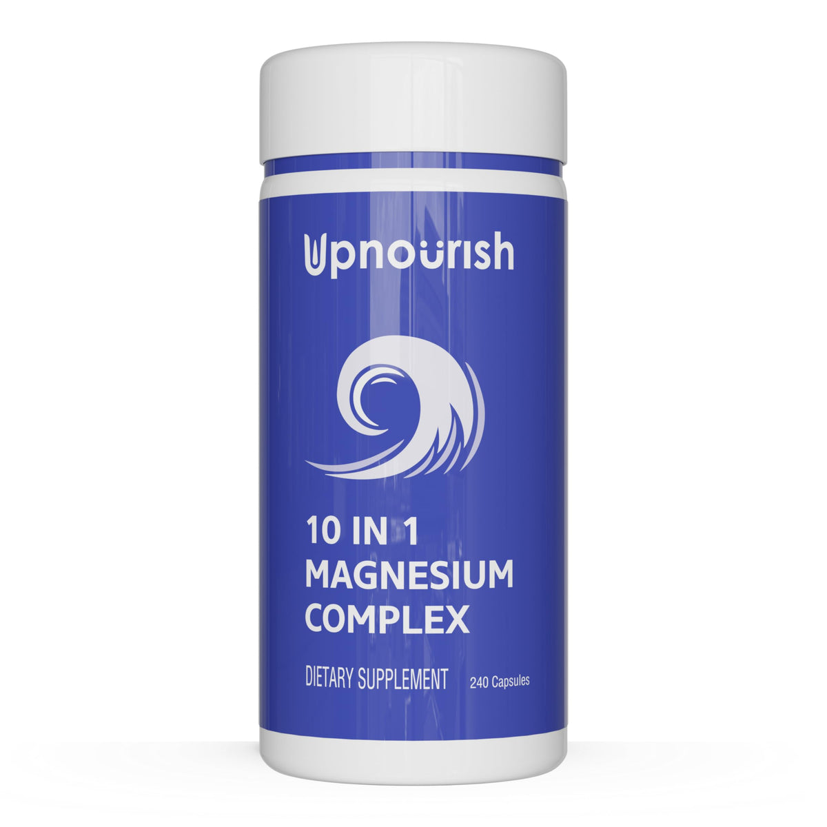 UpNourish Magnesium 10 en 1: botella elegante para soporte diario de músculos