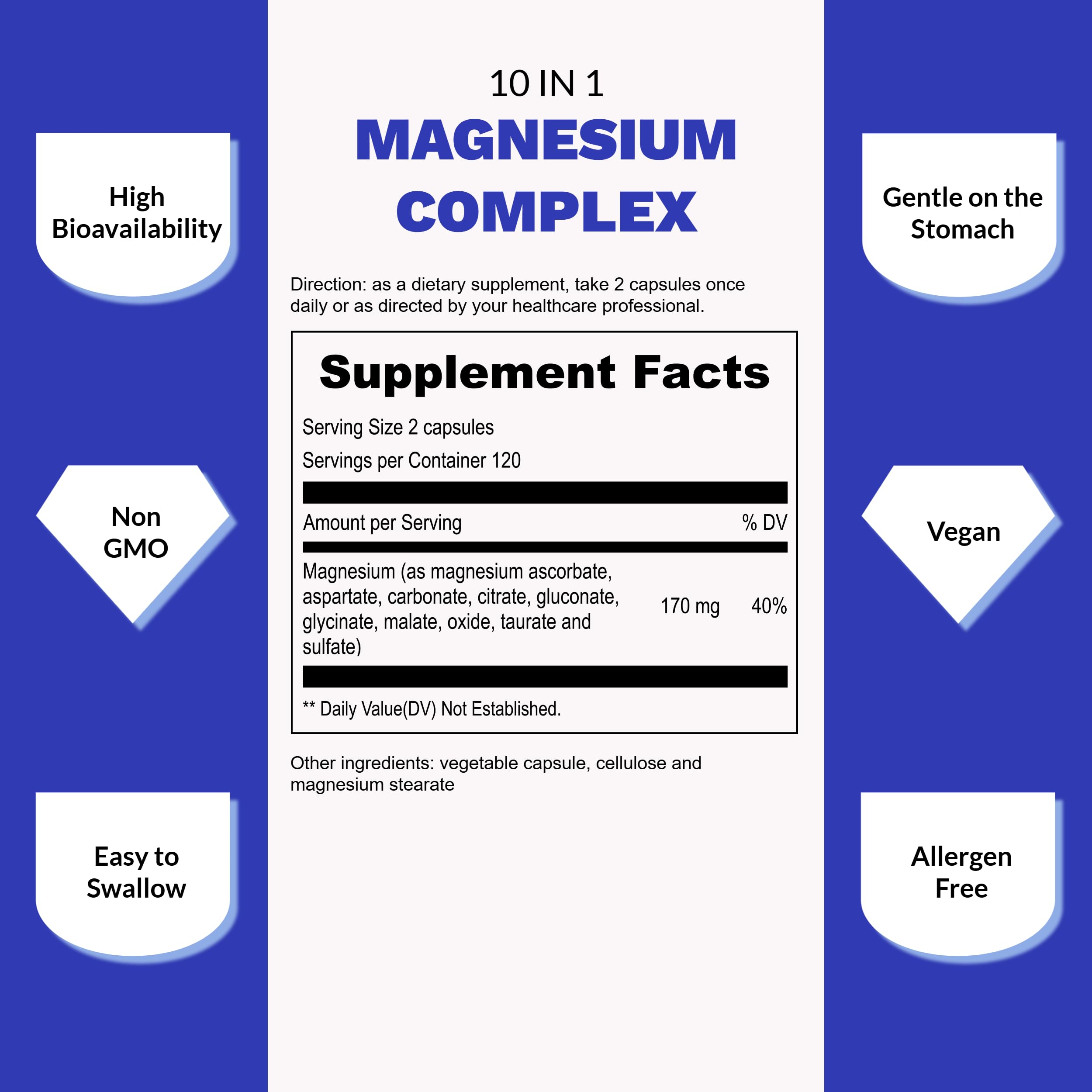 UpNourish Magnesium 10 en 1: información clara de ingredientes para decisiones informadas