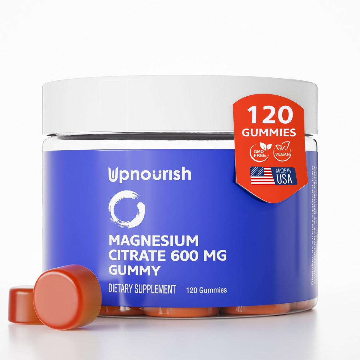 UpNourish gomitas de magnesio en botella, apoyo diario para relajación muscular.