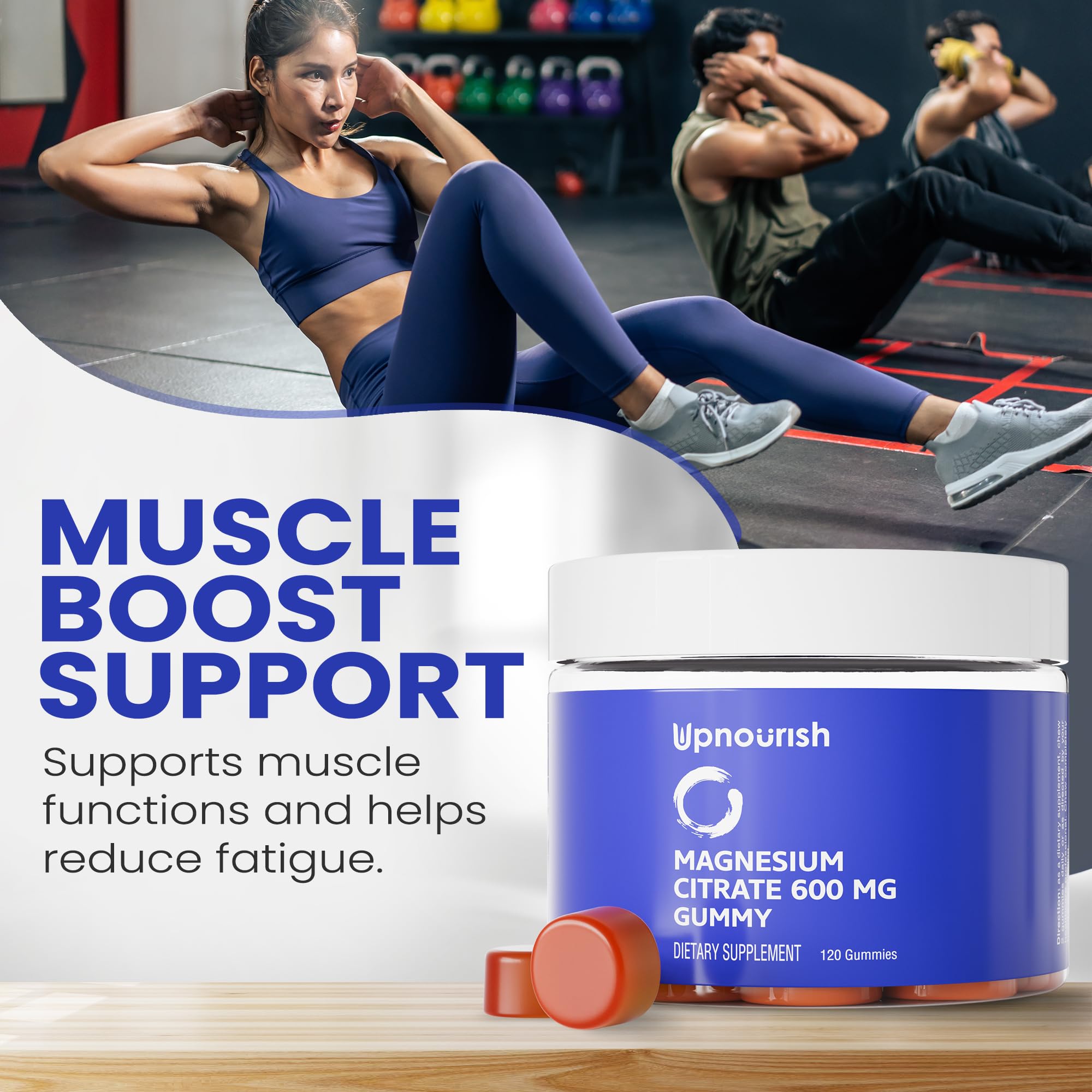 UpNourish gomitas, primer plano, textura suave y sabor cítrico.