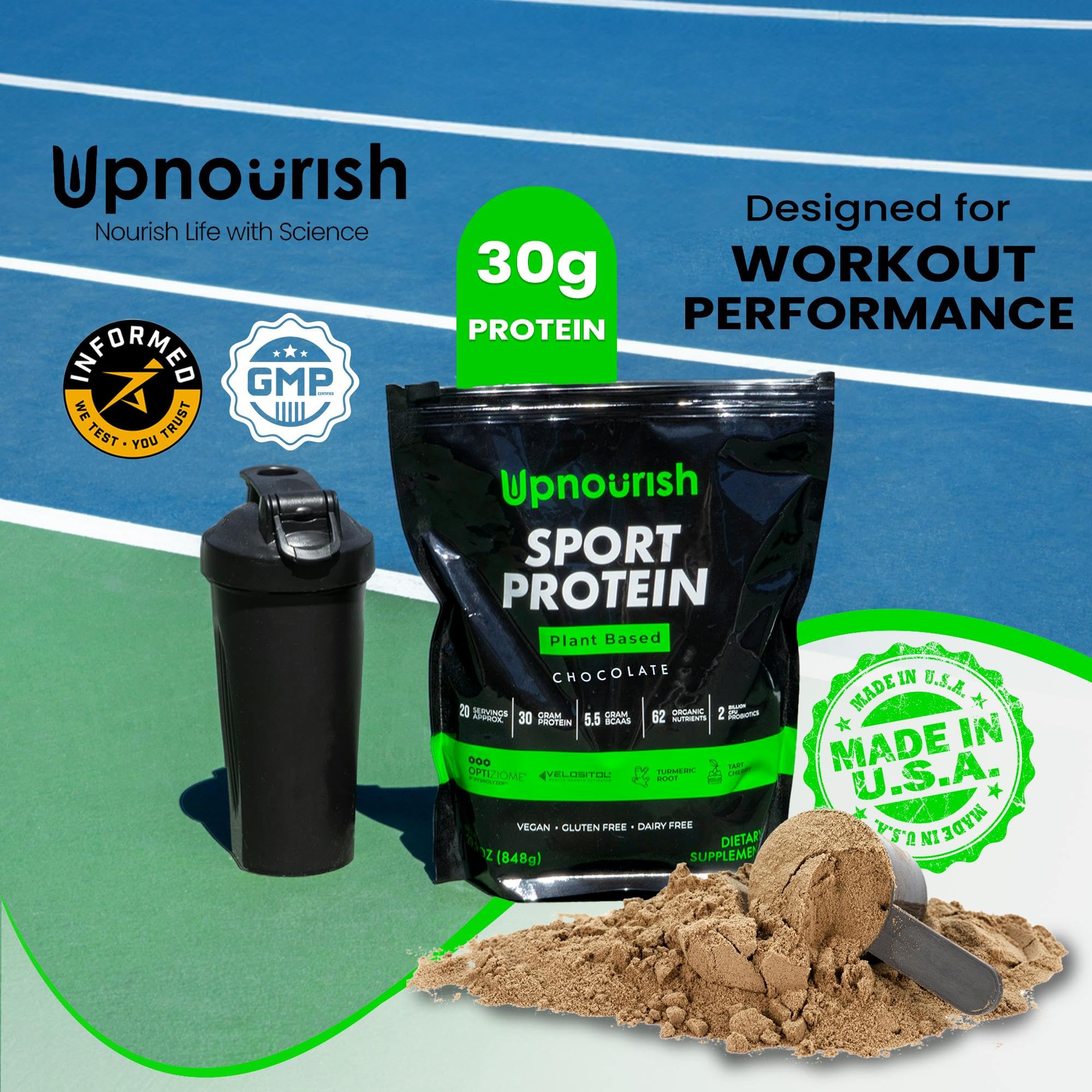 Batido de proteina vegana UpNourish chocolate con textura suave