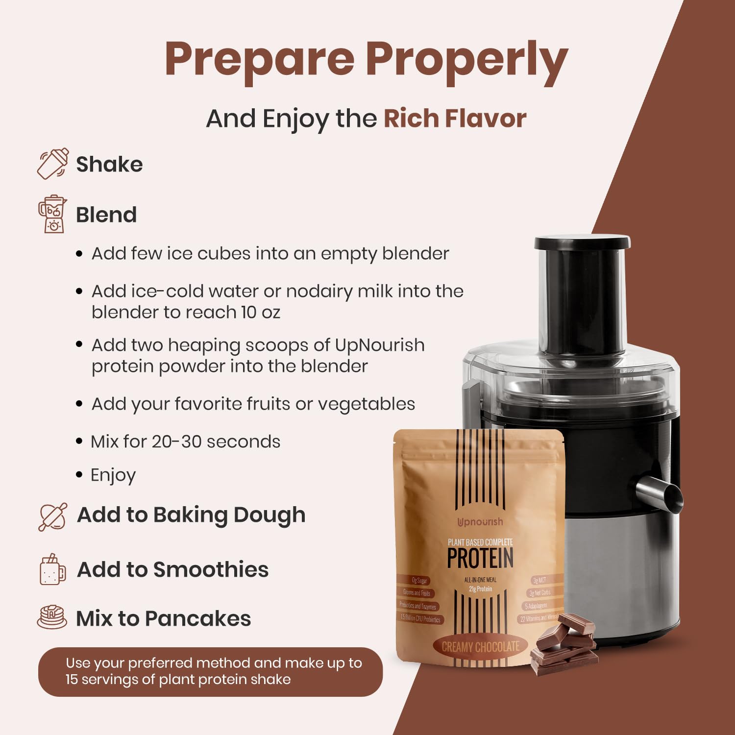 UpNourish proteína vegana 21 g por porción, alternativa vegetal para dietas
