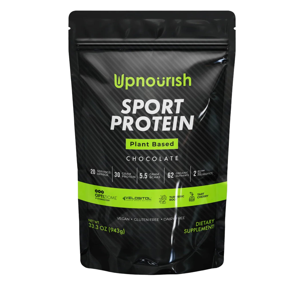 Proteína vegana UpNourish sabor chocolate, ideal para entrenar y recuperar