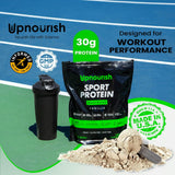 UpNourish proteína vegana vainilla, cucharada medidora para dosis precisas