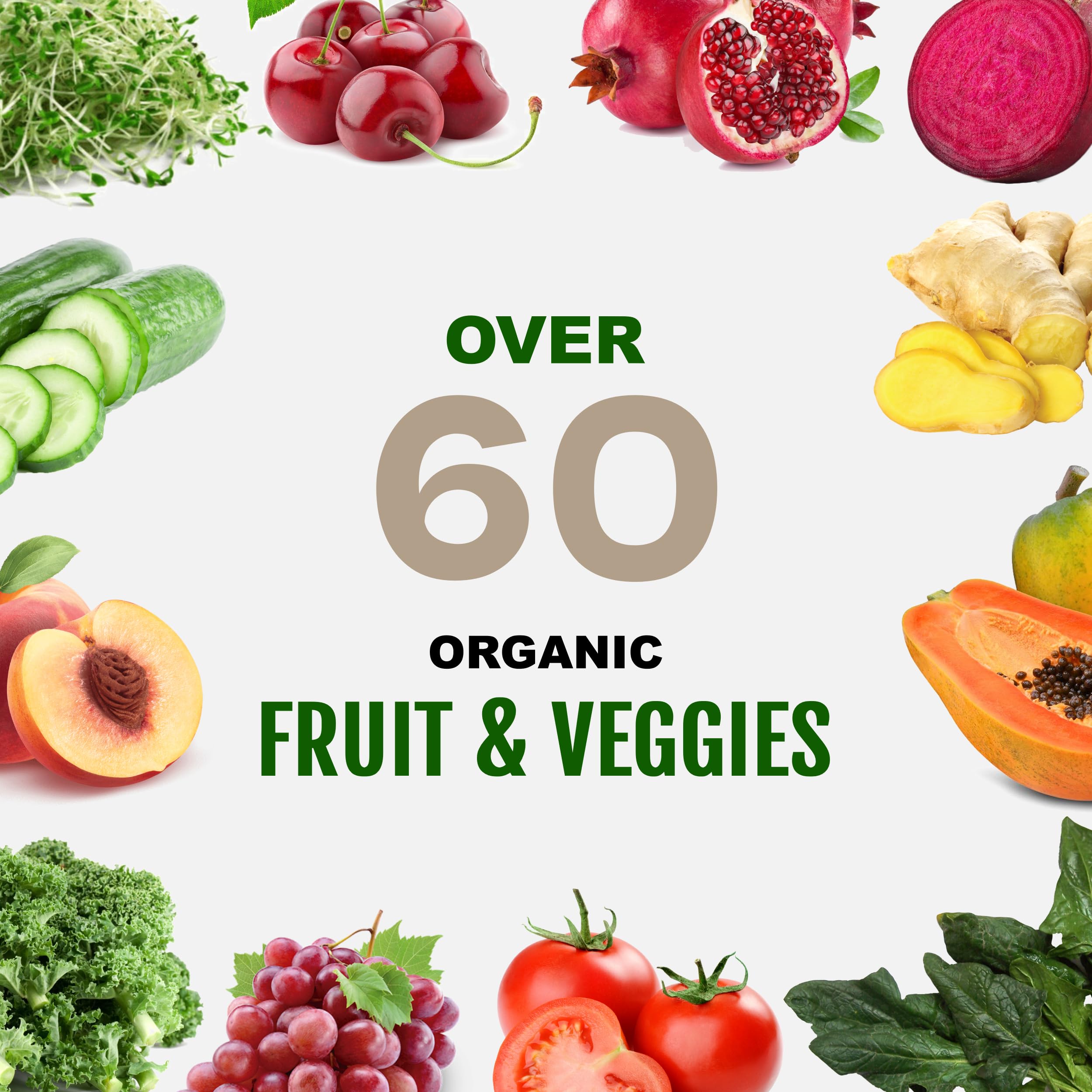 62 ingredientes orgánicos en UpNourish proteína vegana vainilla