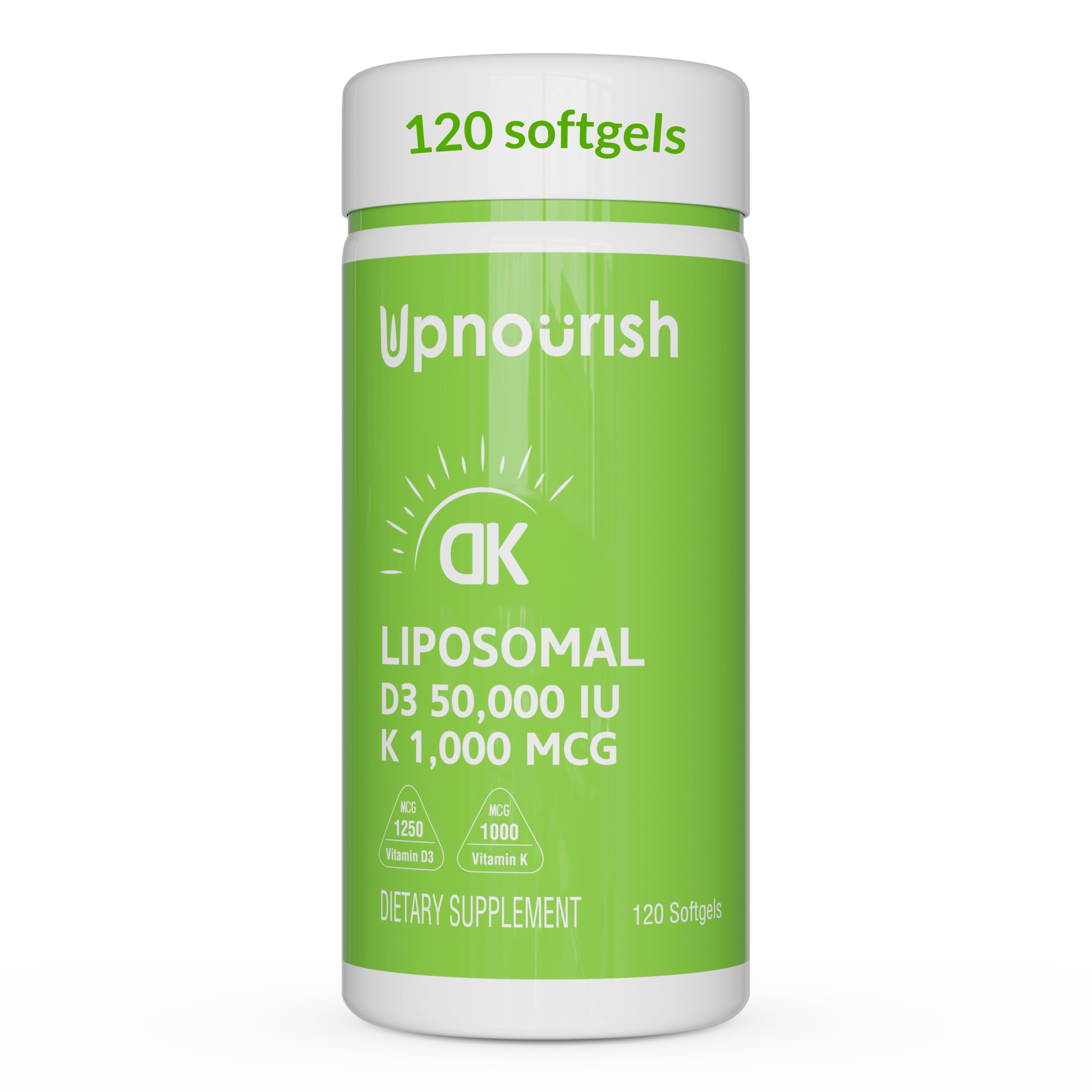 UpNourish Vitamina D3 liposomales en botella para apoyo óseo semanal