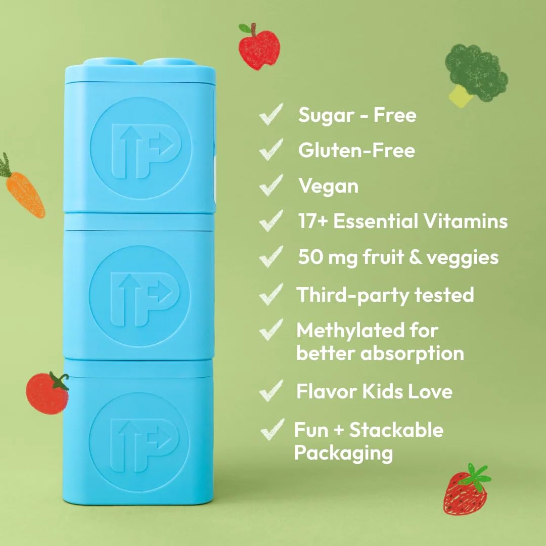 Envase en forma de bloques de Upright Nutrition, coleccionable y reutilizable.