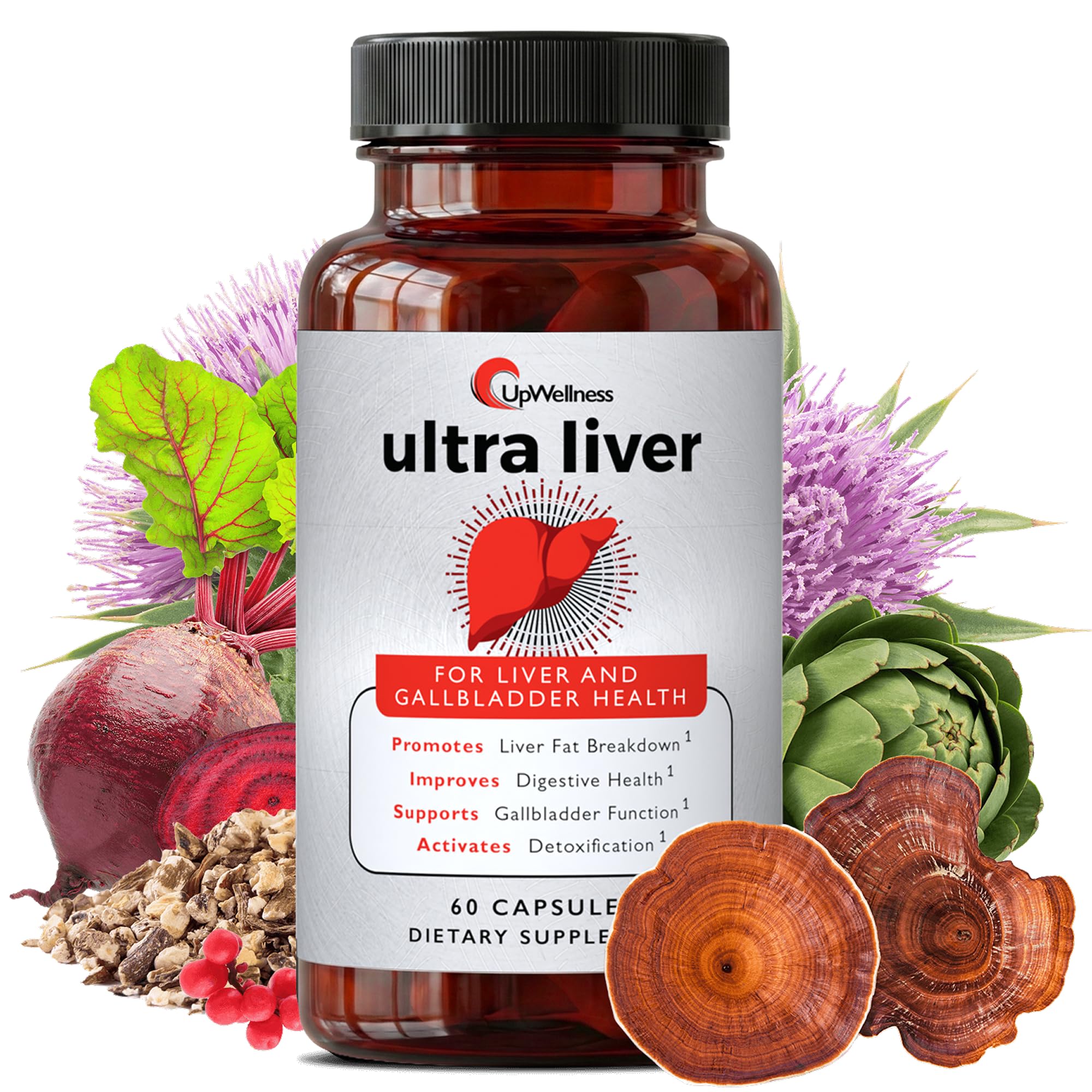 UpWellness Ultra Liver frasco de cápsulas para apoyo hepático diario