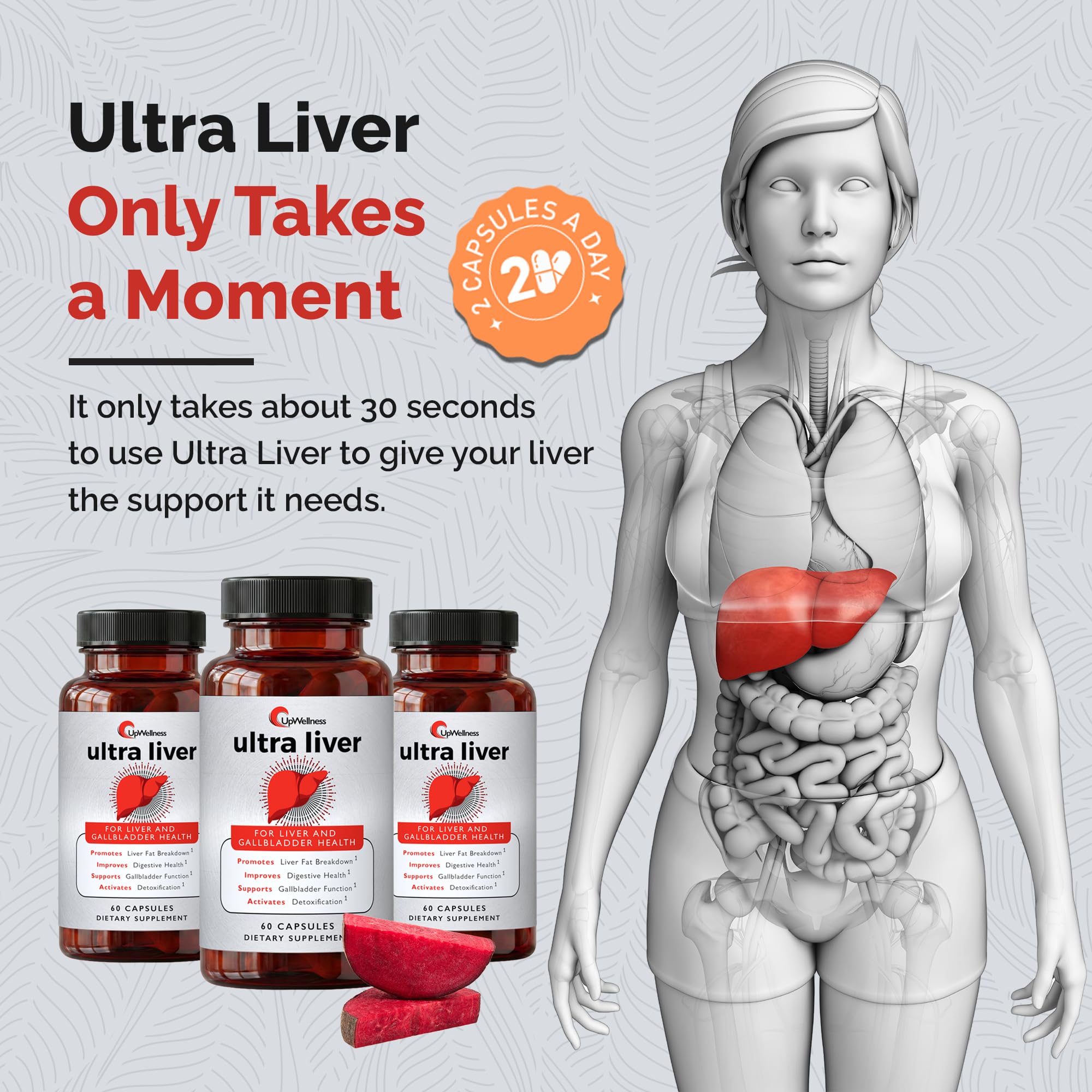 UpWellness Ultra Liver detalle de ingredientes clave en la etiqueta