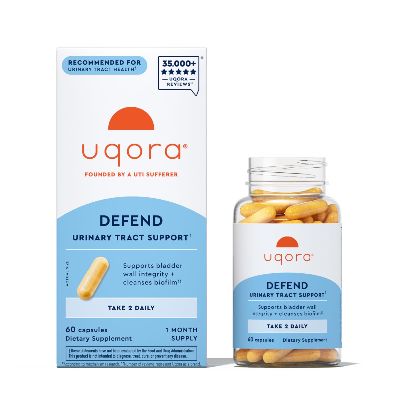 Uqora Defend cápsulas de D‑mannosa para apoyar la salud urinaria diaria