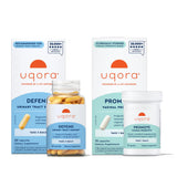 Uqora Defend & Promote bundle en caja, apoyo diario para salud urinaria y vaginal