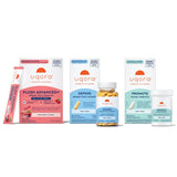 Bebida Uqora Flush Advanced+ de arándano en vaso para apoyar la salud urinaria.