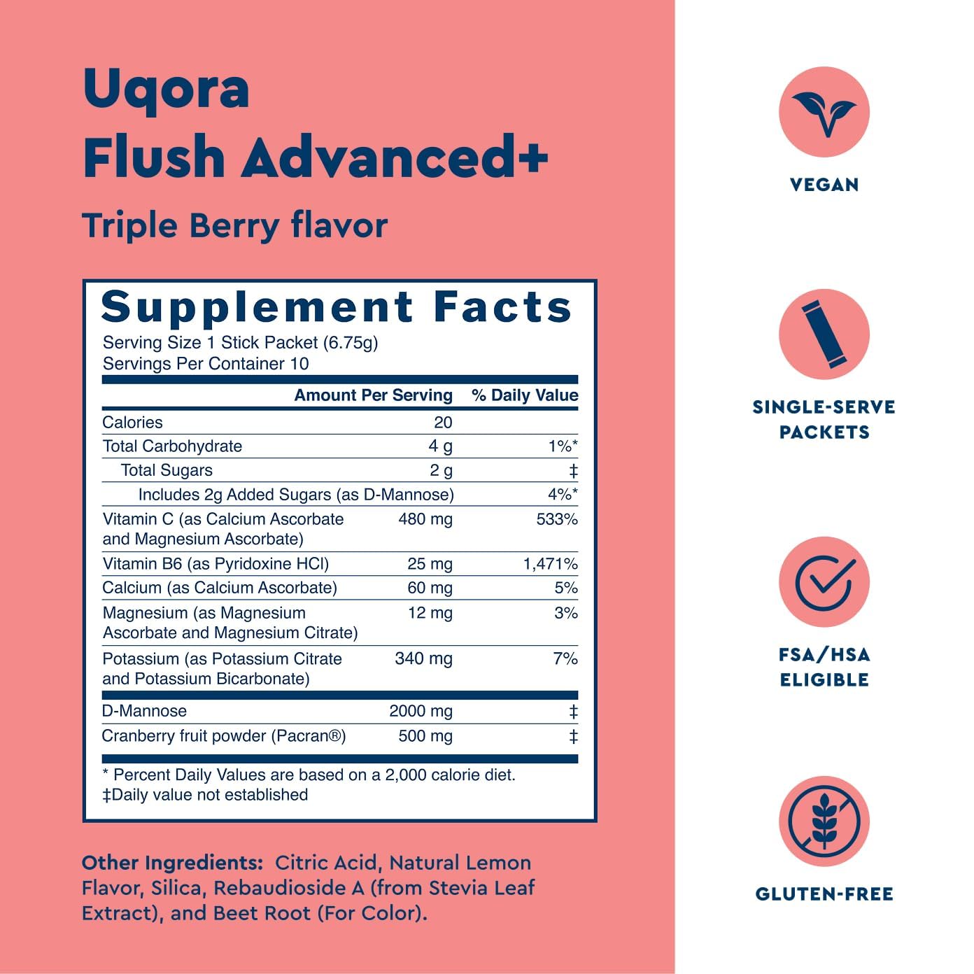Sobre de Uqora Flush Advanced+ para dosificar y mezclar con agua.