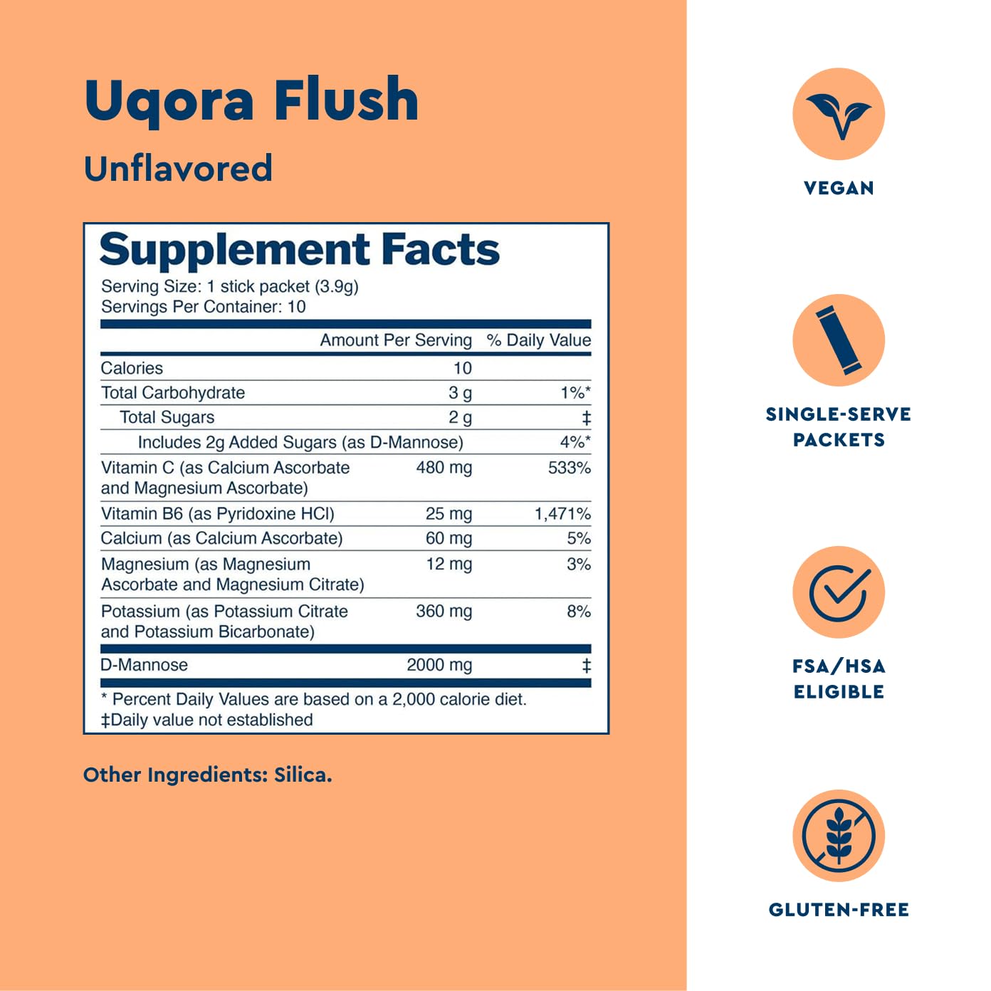 Uqora Flush D-Mannosa en sobres, ayuda a mantener la salud urinaria