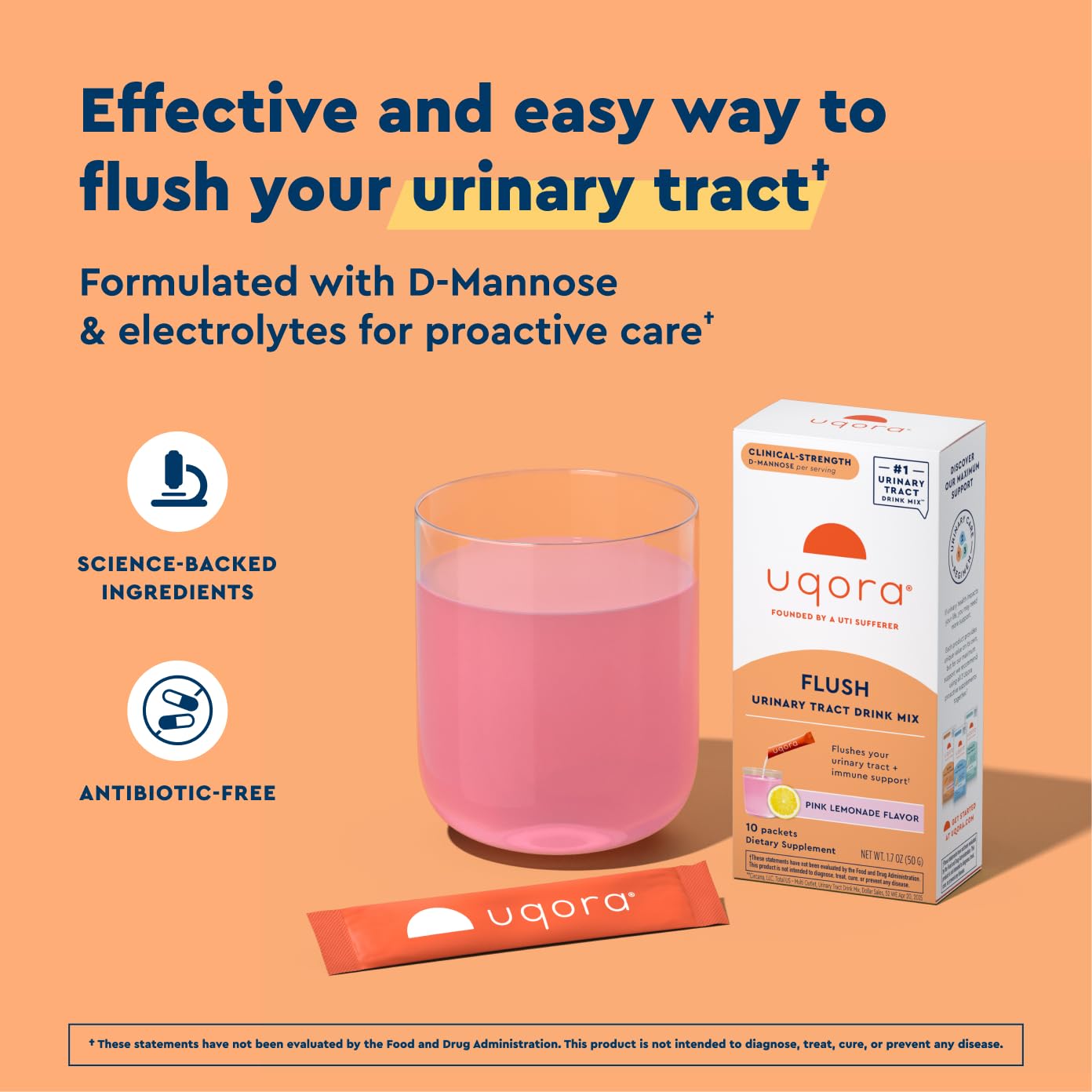 Uqora Flush mezclado en agua, bebida lista para usar en cualquier momento.