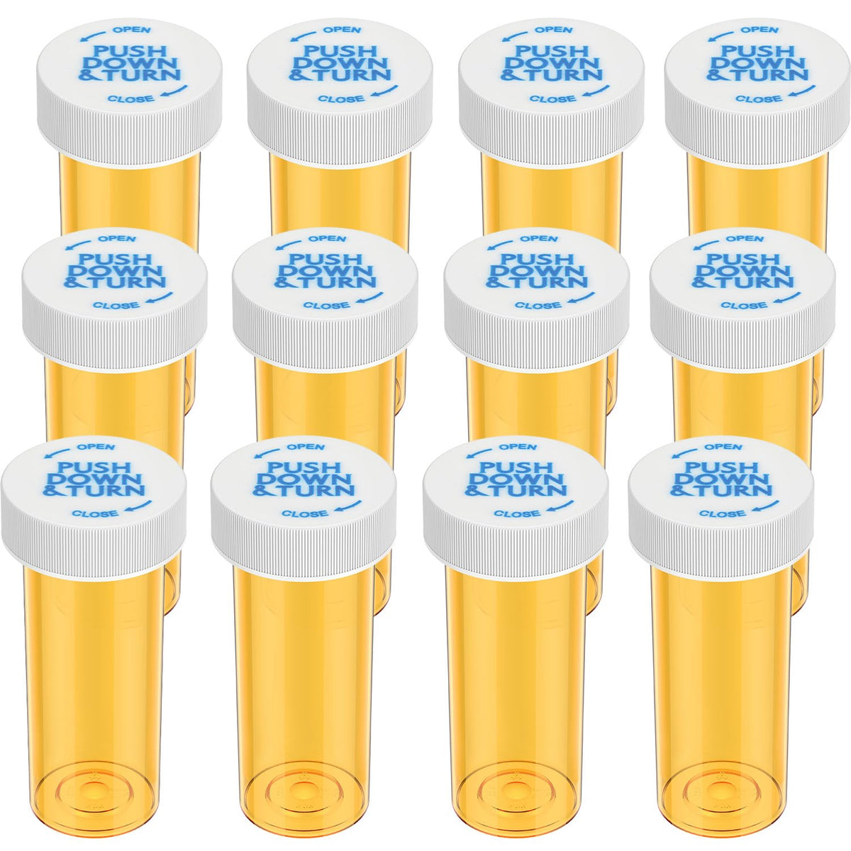 Urekt botellas de medicina de plastico naranja transparente con tapa segura para pastillas