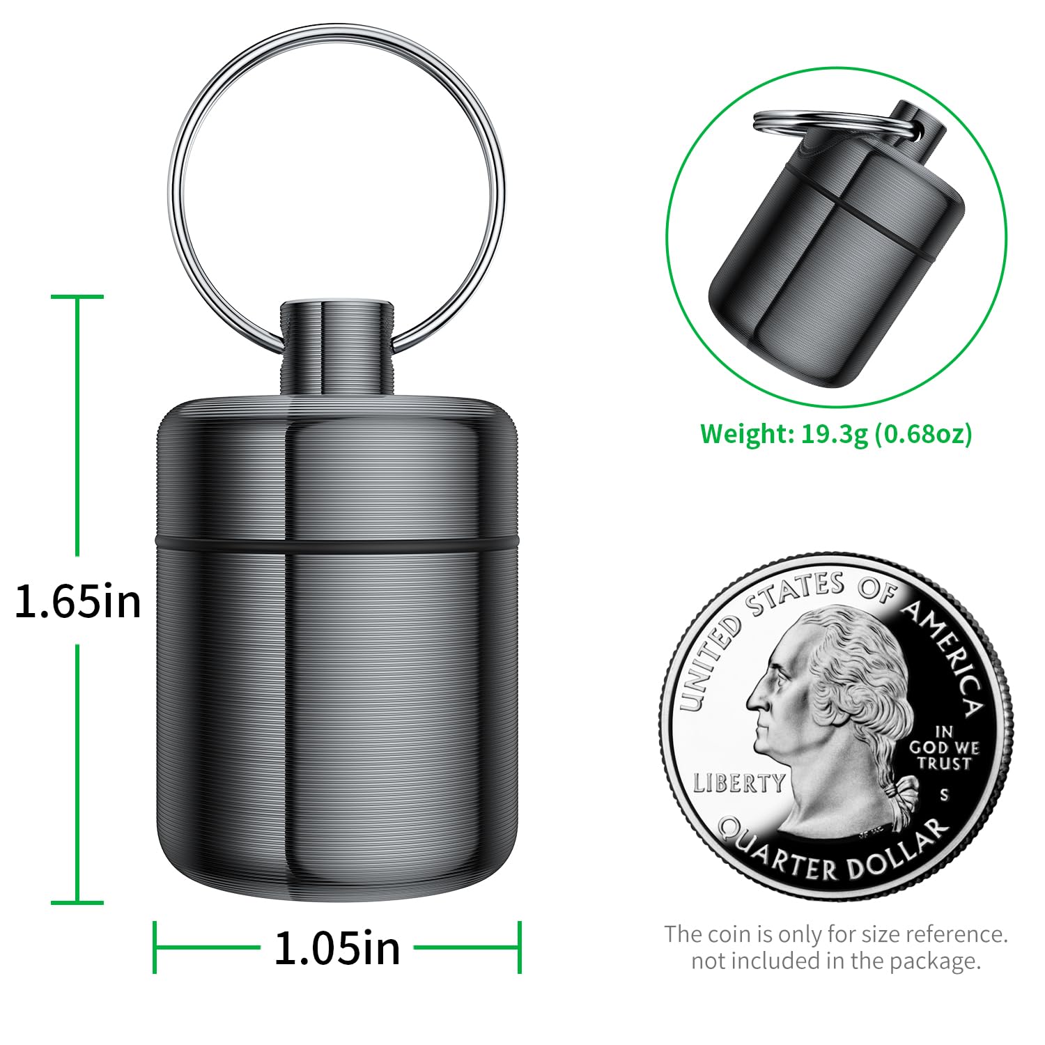 Estuche Urekt impermeable de aluminio para tapones, protege contra polvo y humedad.