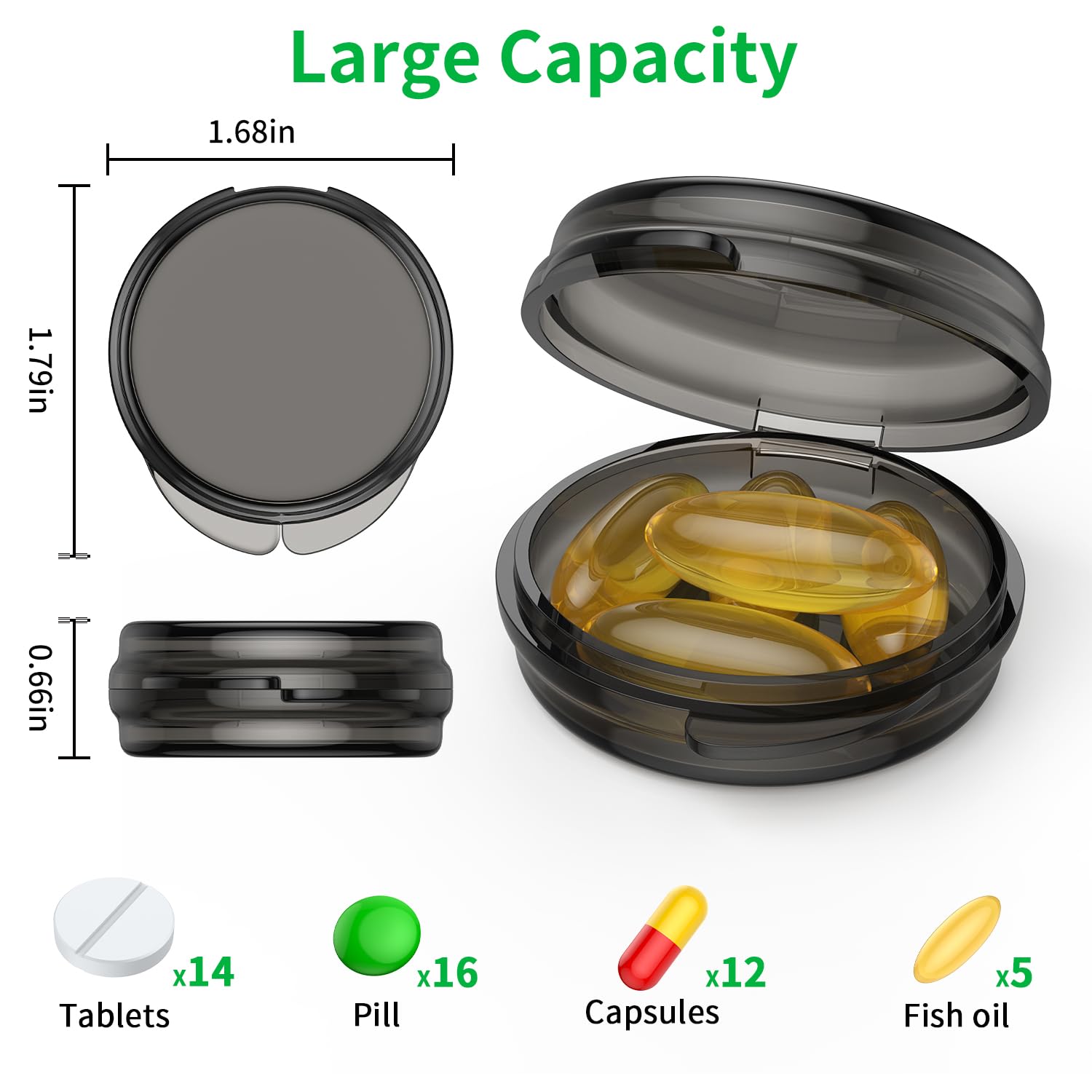 Organizador de pastillas portátil de Urekt, material seguro y libre de BPA.
