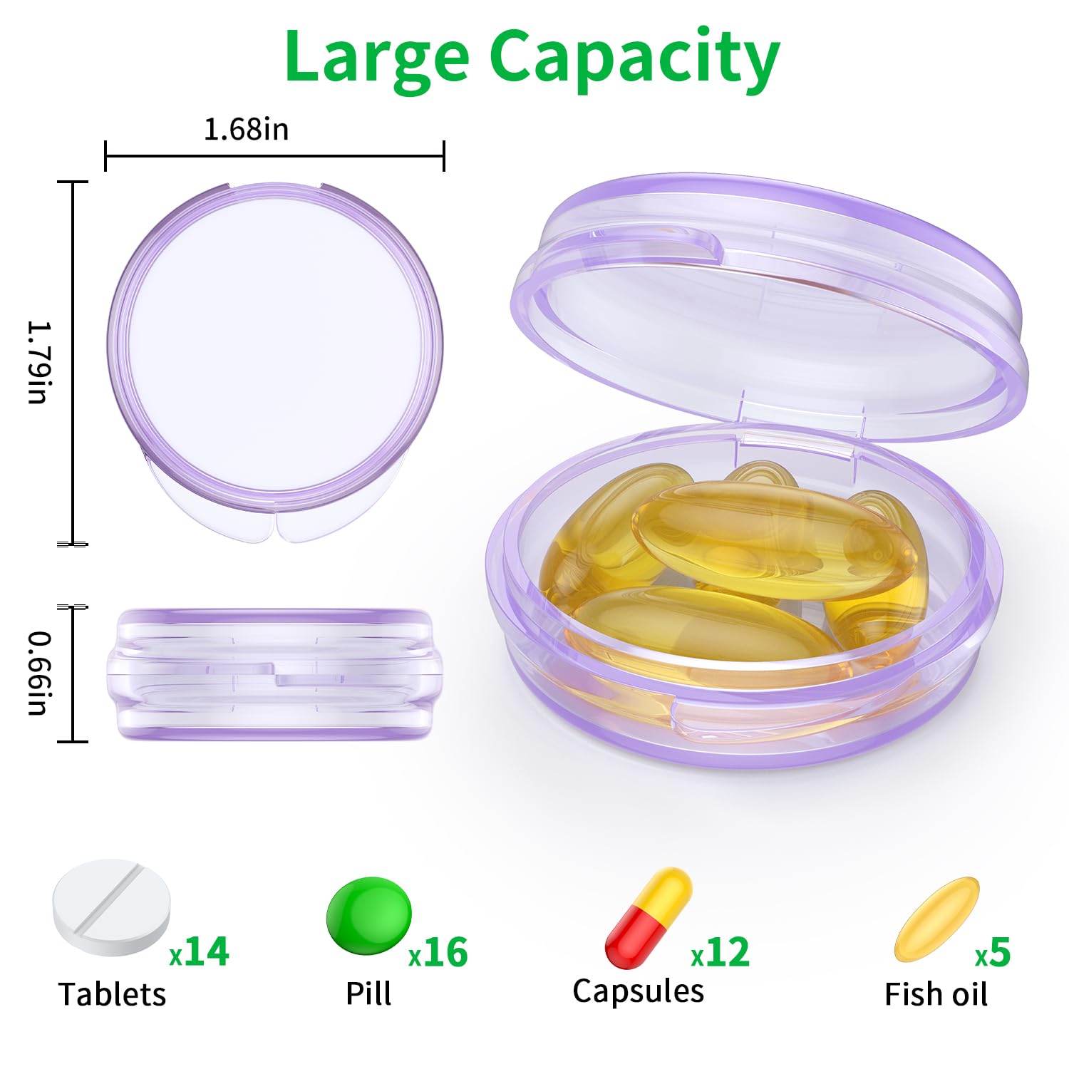 Organizador de pastillas portátil Urekt, perfecto para bolso durante el viaje.