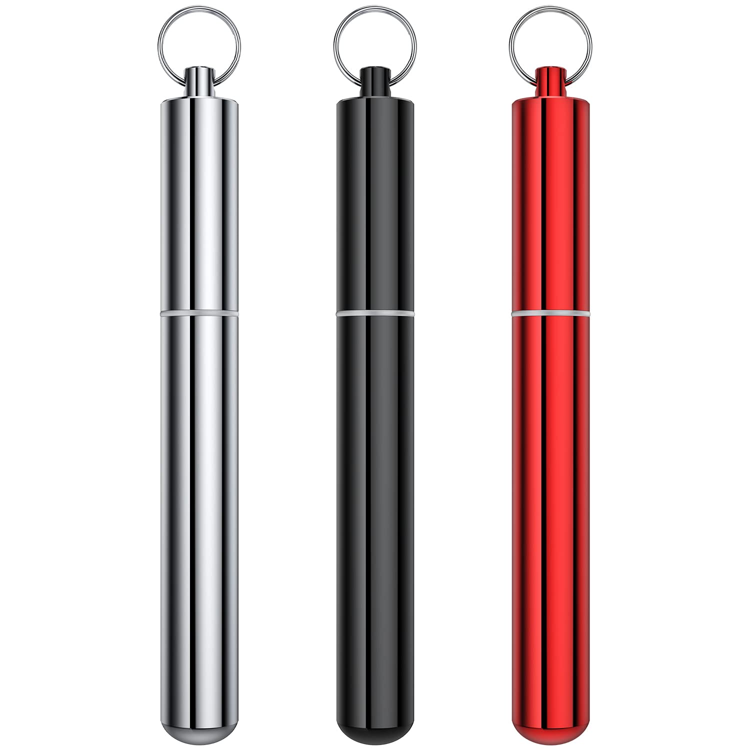 Urekt tubo de aluminio hermético, conjunto de tres, almacenamiento seguro para objetos pequeños.