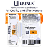 Urenus Antimonium Crudum 6C: perlas sin azúcar, opción sin lactosa.
