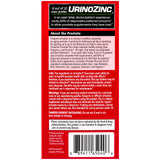 Etiqueta Urinozinc que destaca ingredientes clave para salud prostática.