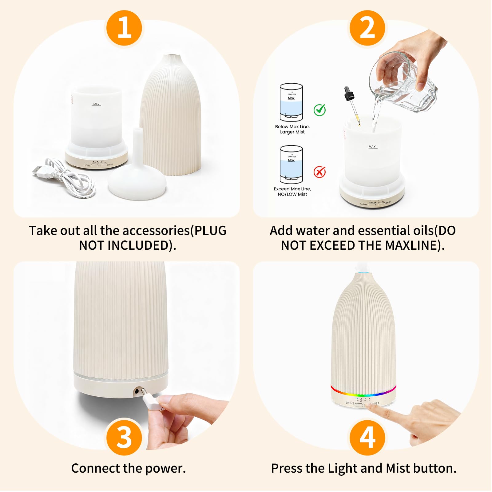 URPOWER difusor ideal para dormitorio u oficina, uso silencioso