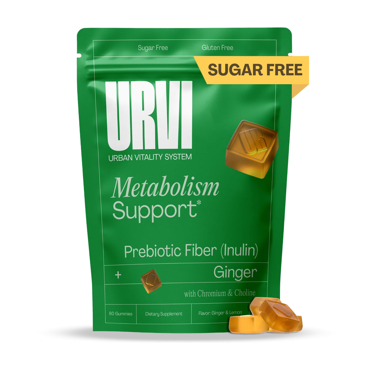 URVI Metabolism Gummies envase frontal, para iniciar tu apoyo digestivo diario.