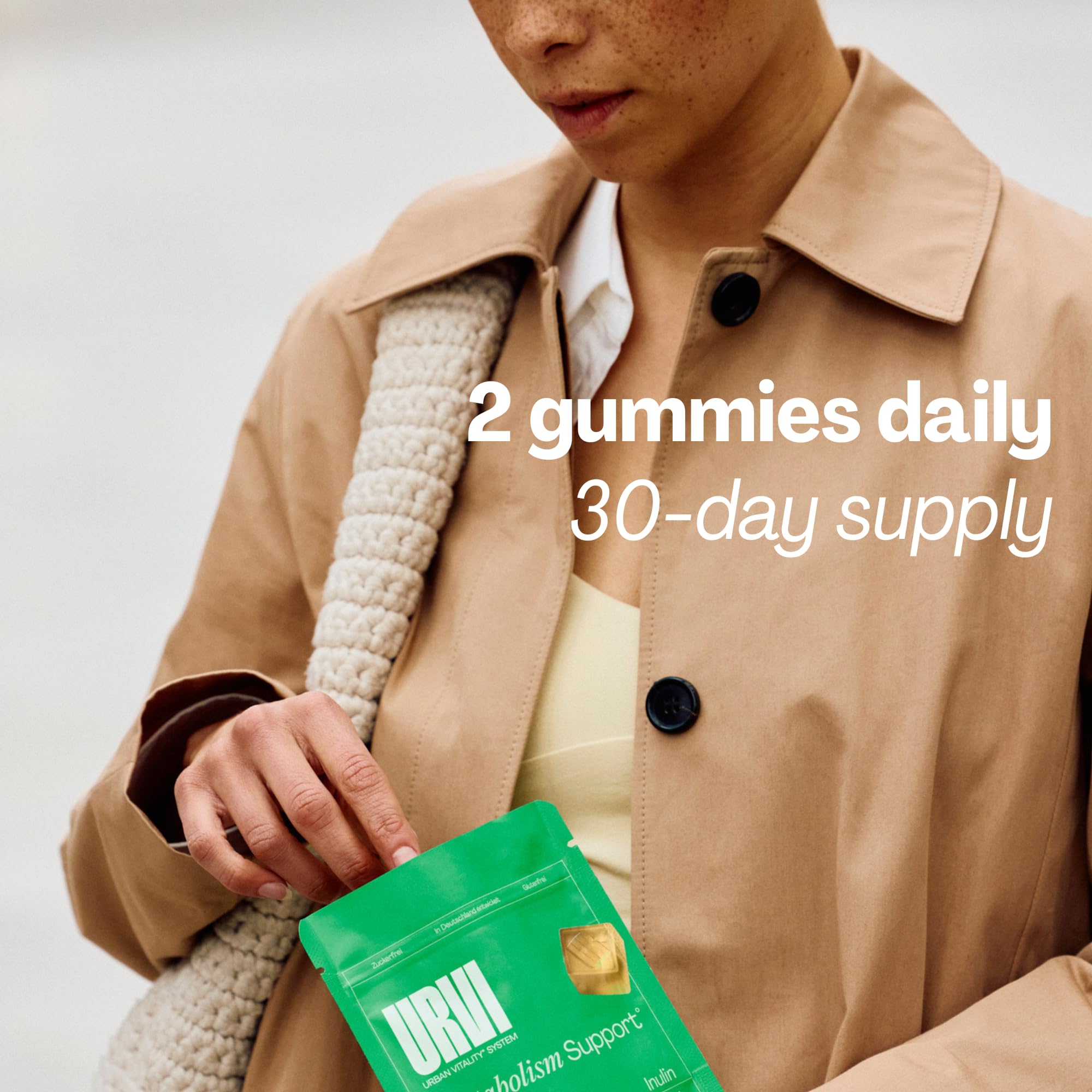 URVI Metabolism Gummies sin azúcar para sabor limpio.