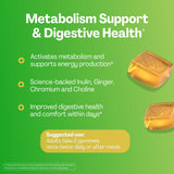 URVI Metabolism Gummies gomitas con textura masticable y sabor a jengibre limón para bienestar diario.