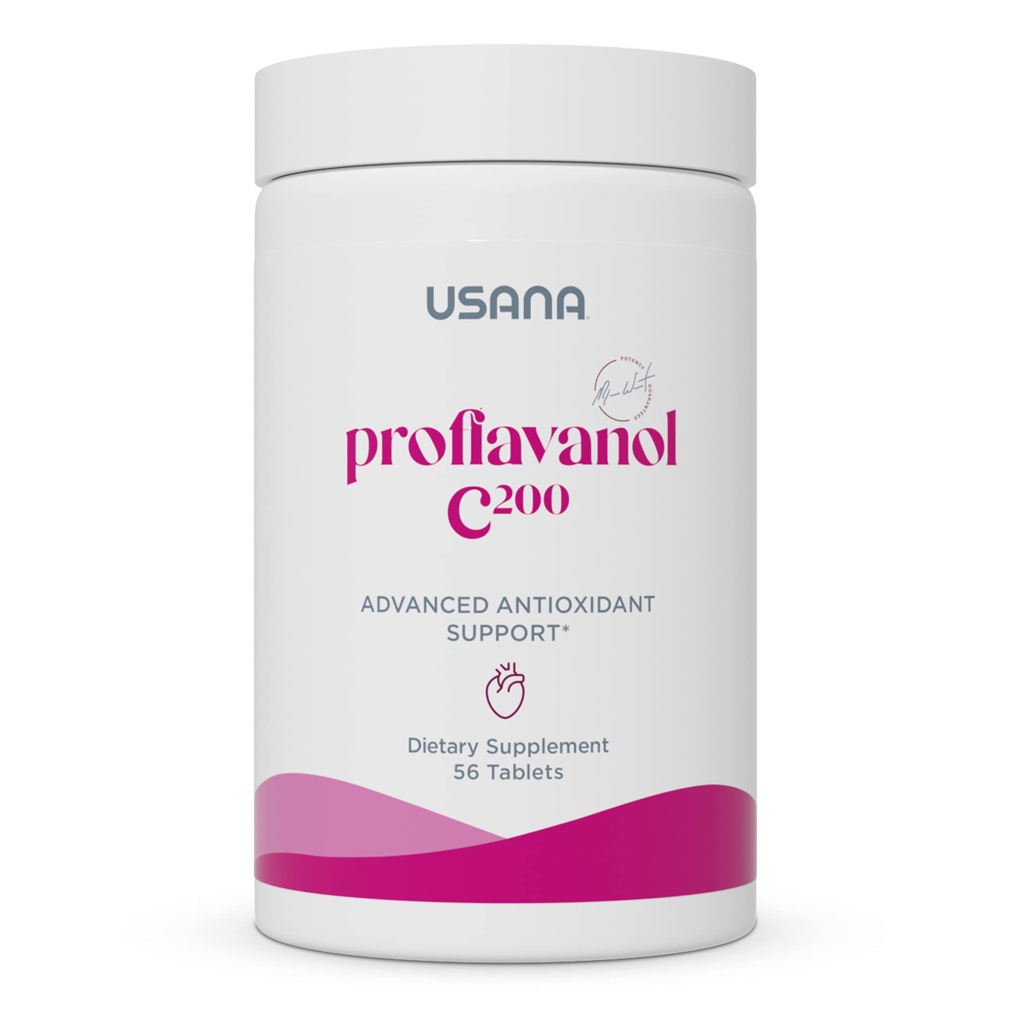 USANA Proflavanol C200, botella visual, apoyo antioxidante diario para la salud.