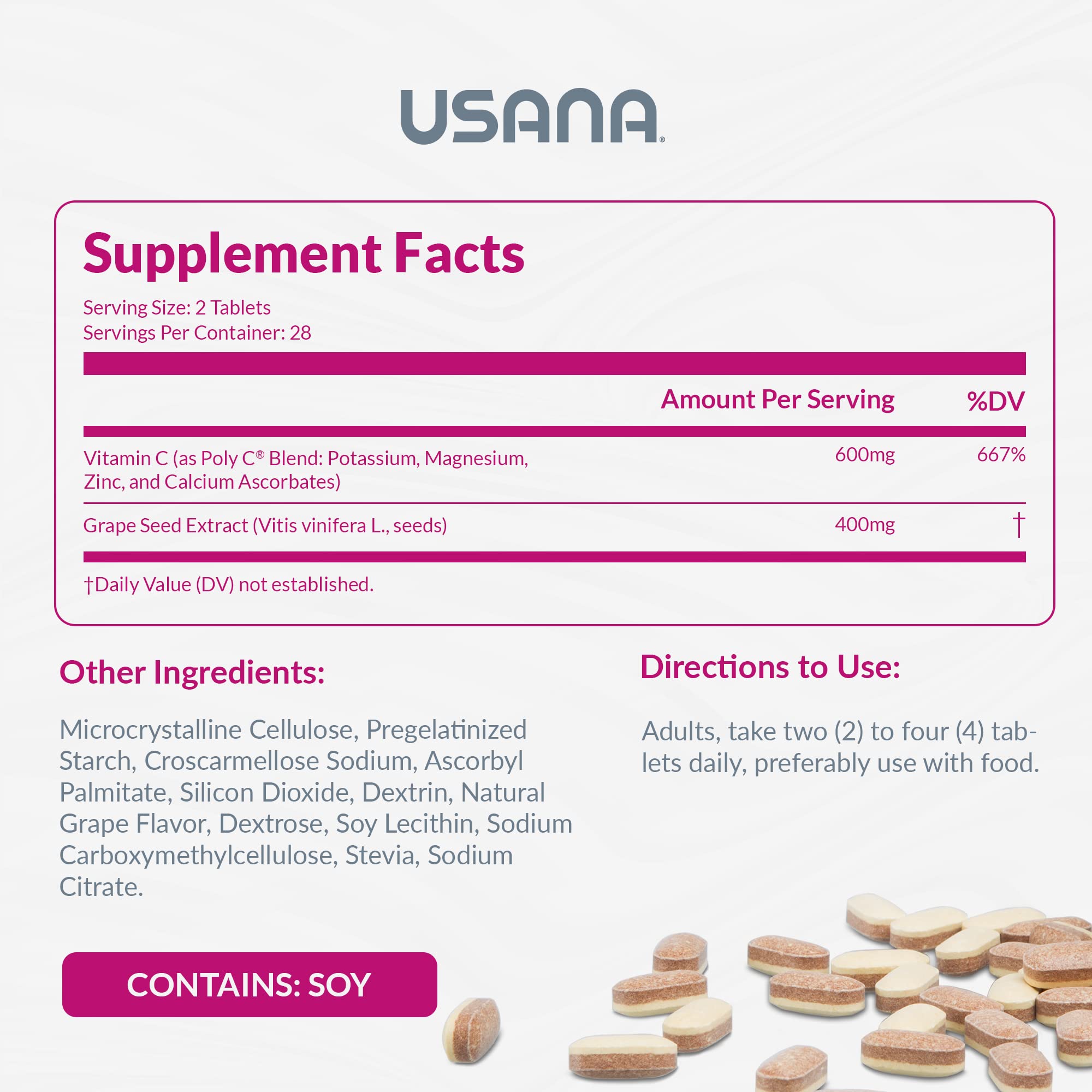 USANA Proflavanol C200, 56 tabletas visual, aporte antioxidante para el día a día.
