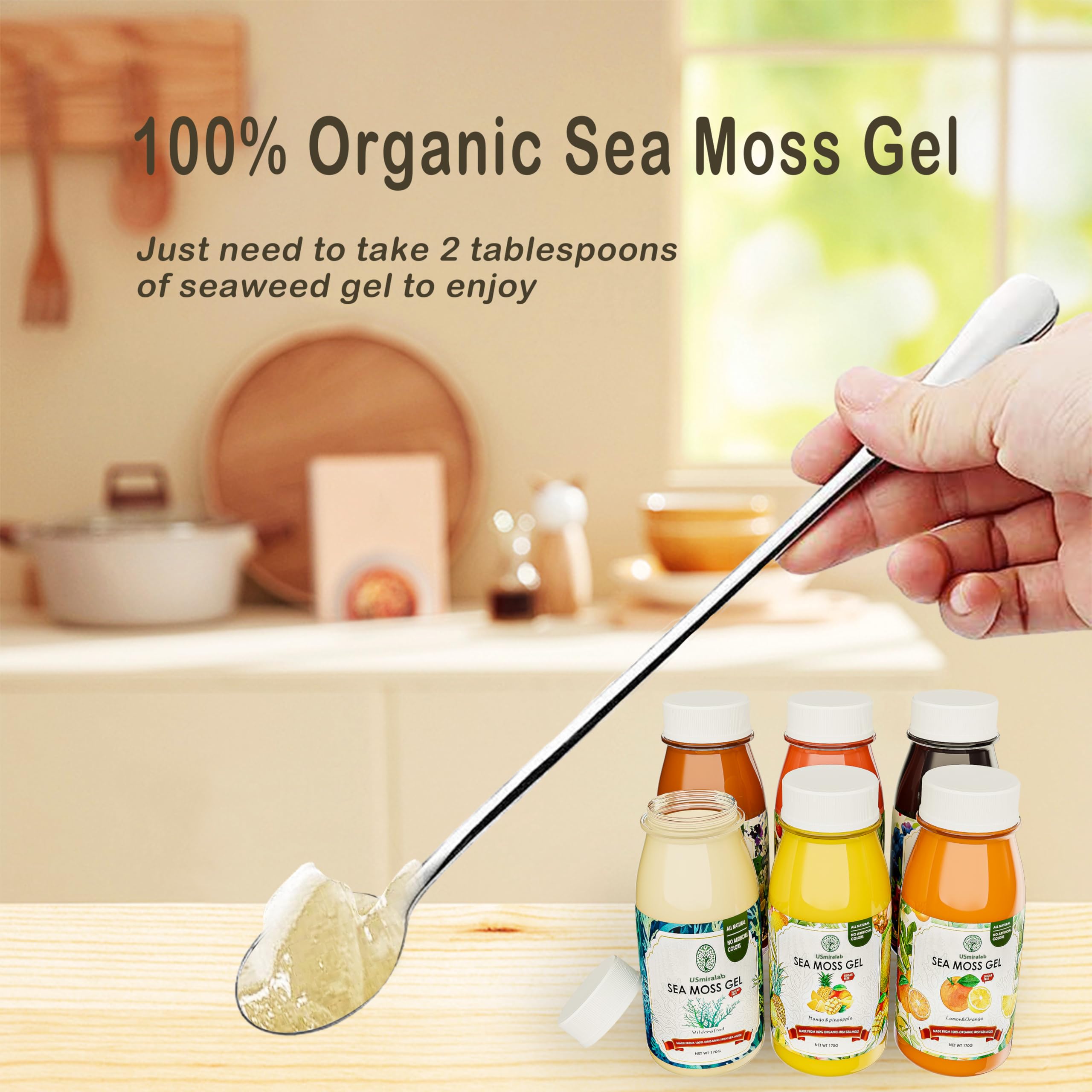USMIRALAB gel de alga marina fresa jugosa, sabor ligero y delicioso.