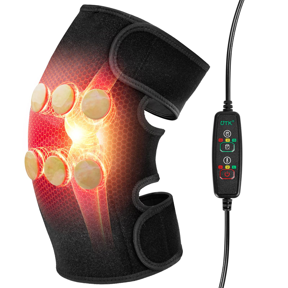 UTK rodillera caliente con piedras de jade para alivio localizado en la rodilla.