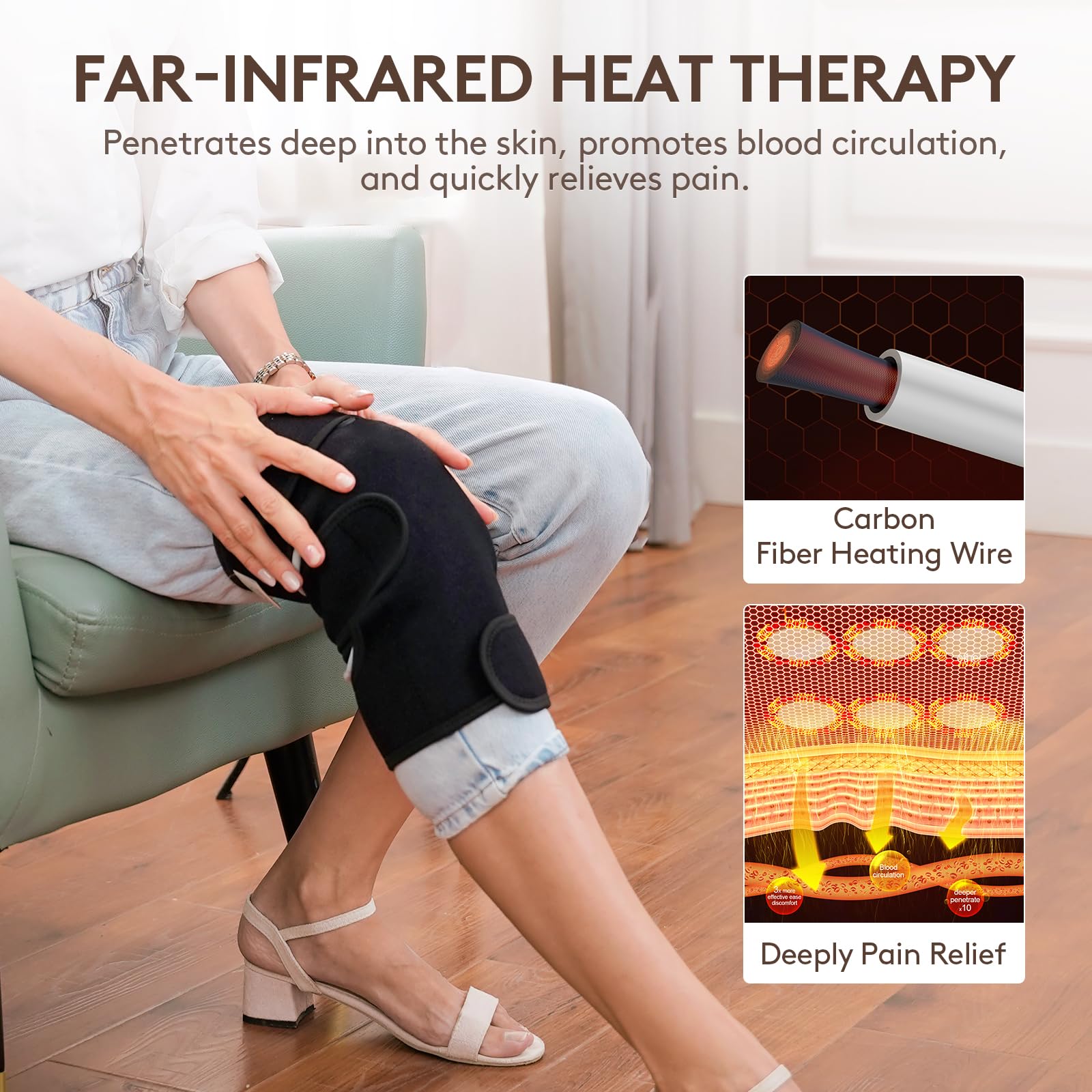 UTK rodillera con tecnología infrarroja para relajación muscular suave.