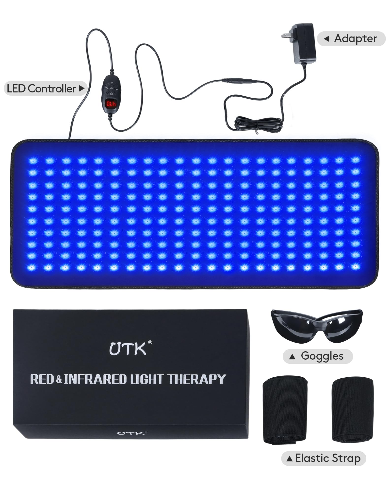 UTK terapia pad, dimensiones 23x12 pulgadas para mayor cobertura.