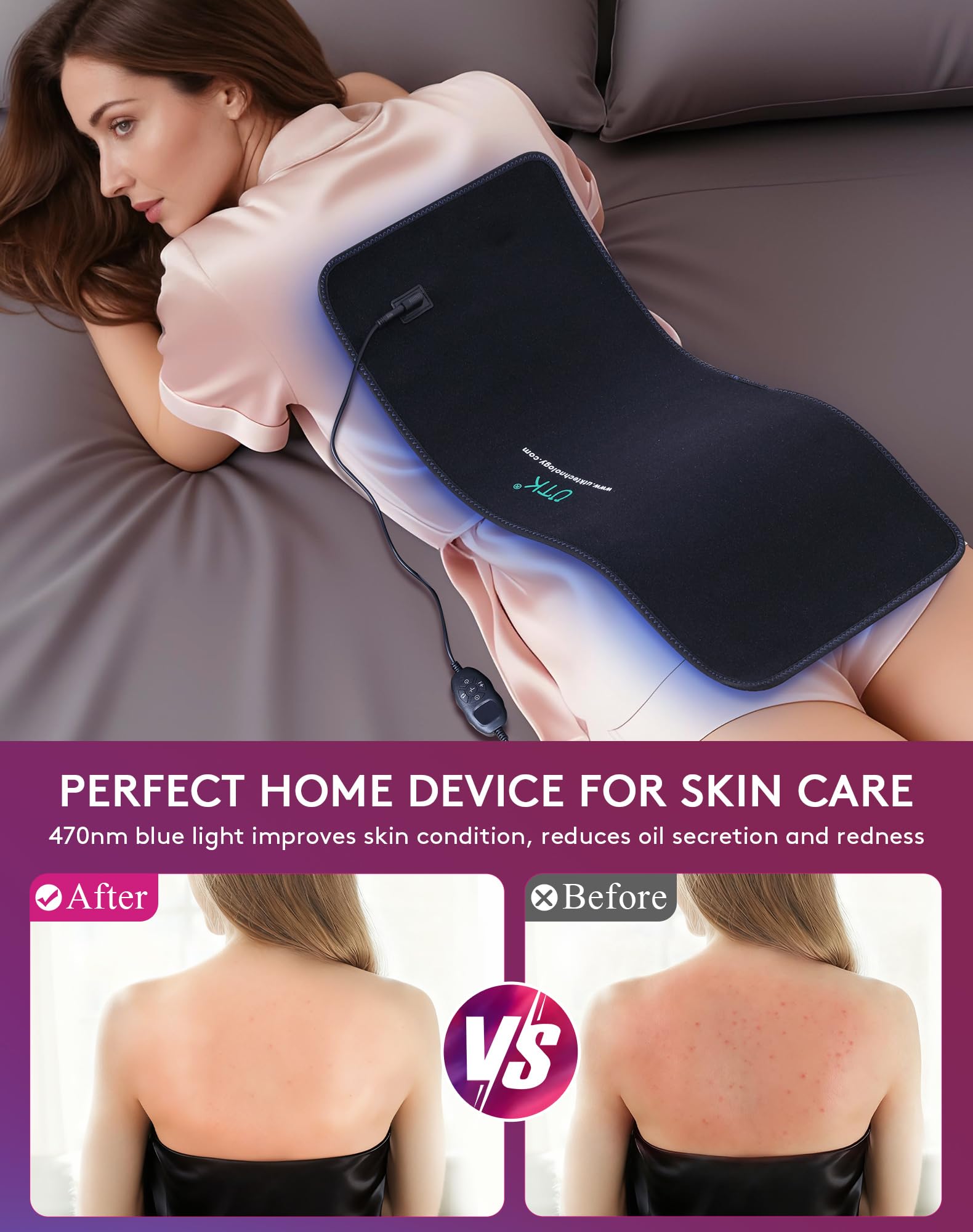 UTK terapia pad, leds 3 en 1, tres longitudes de onda para diferentes efectos.