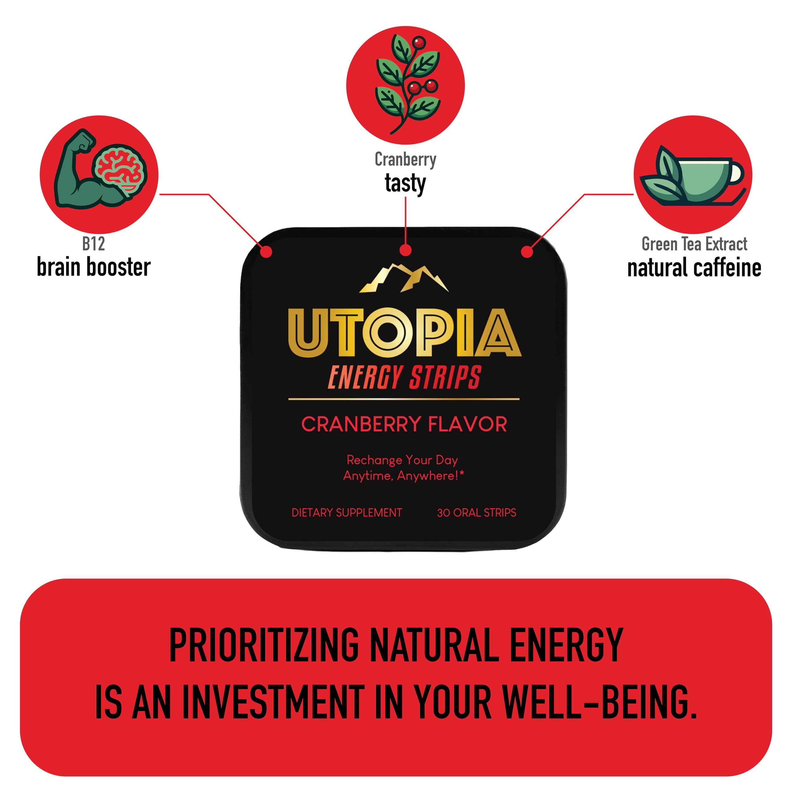 UTOPIA Strips sabor arandano, experiencia sabrosa y energetizante