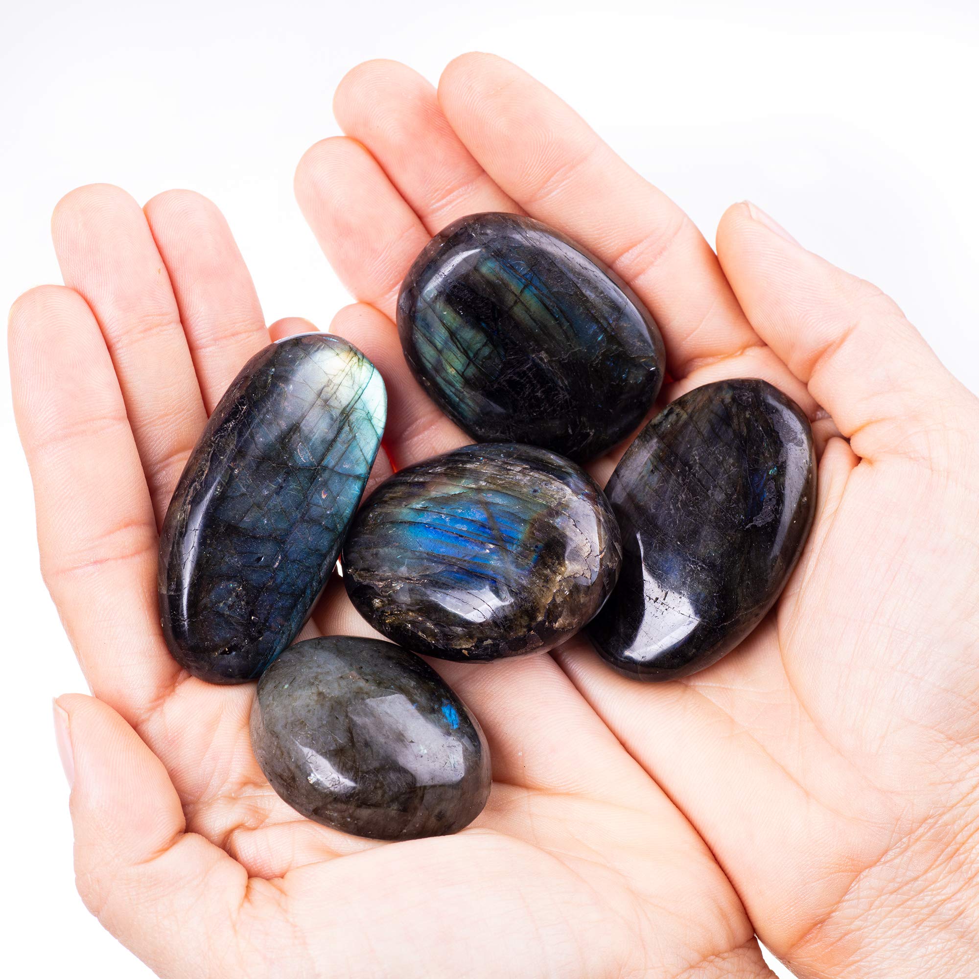 UU UNIHOM Labradorita piedra palma ambar: patrones cálidos y naturales