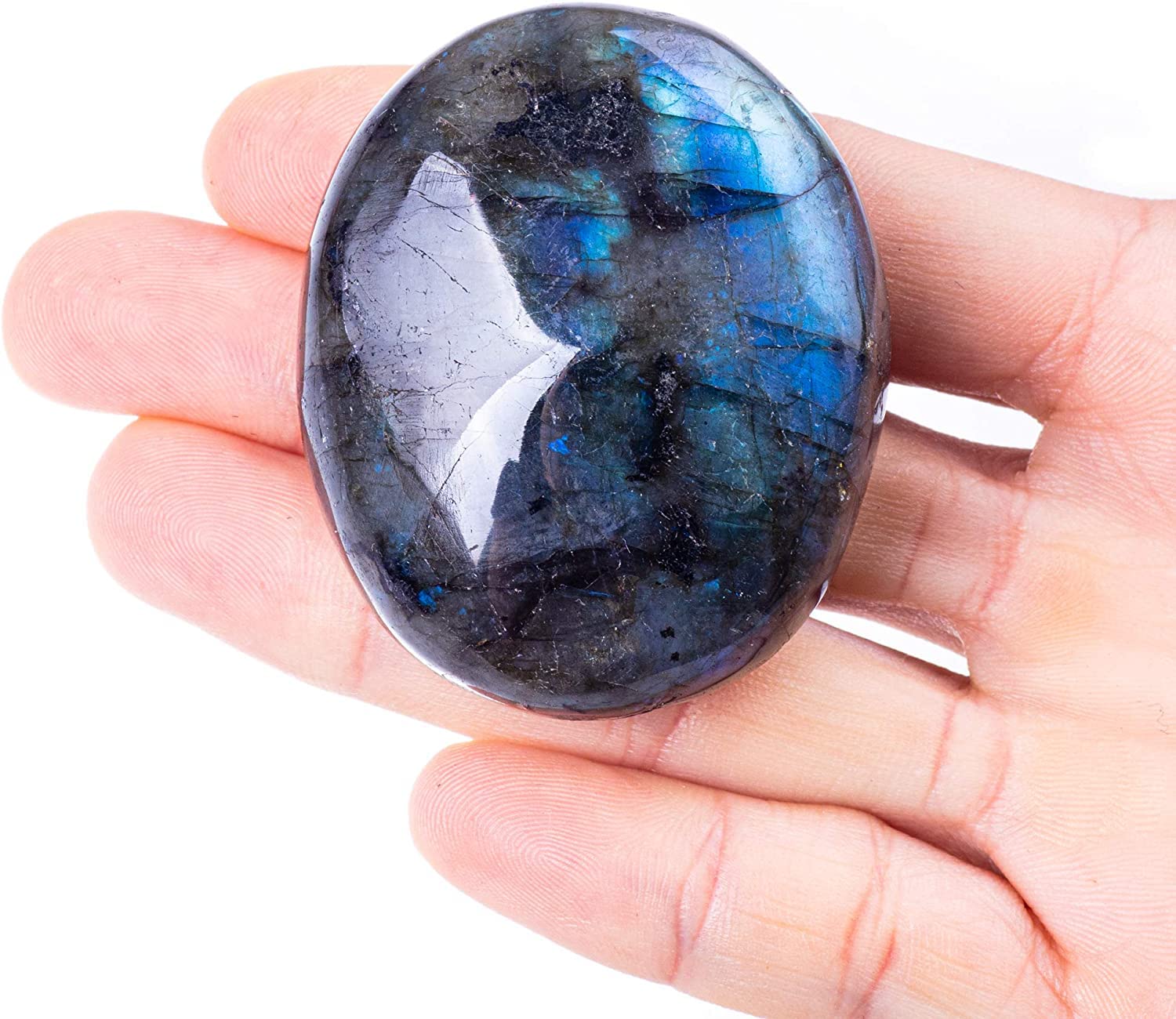 UU UNIHOM Labradorita piedra palma azul: recordatorio de gratitud para el día a día