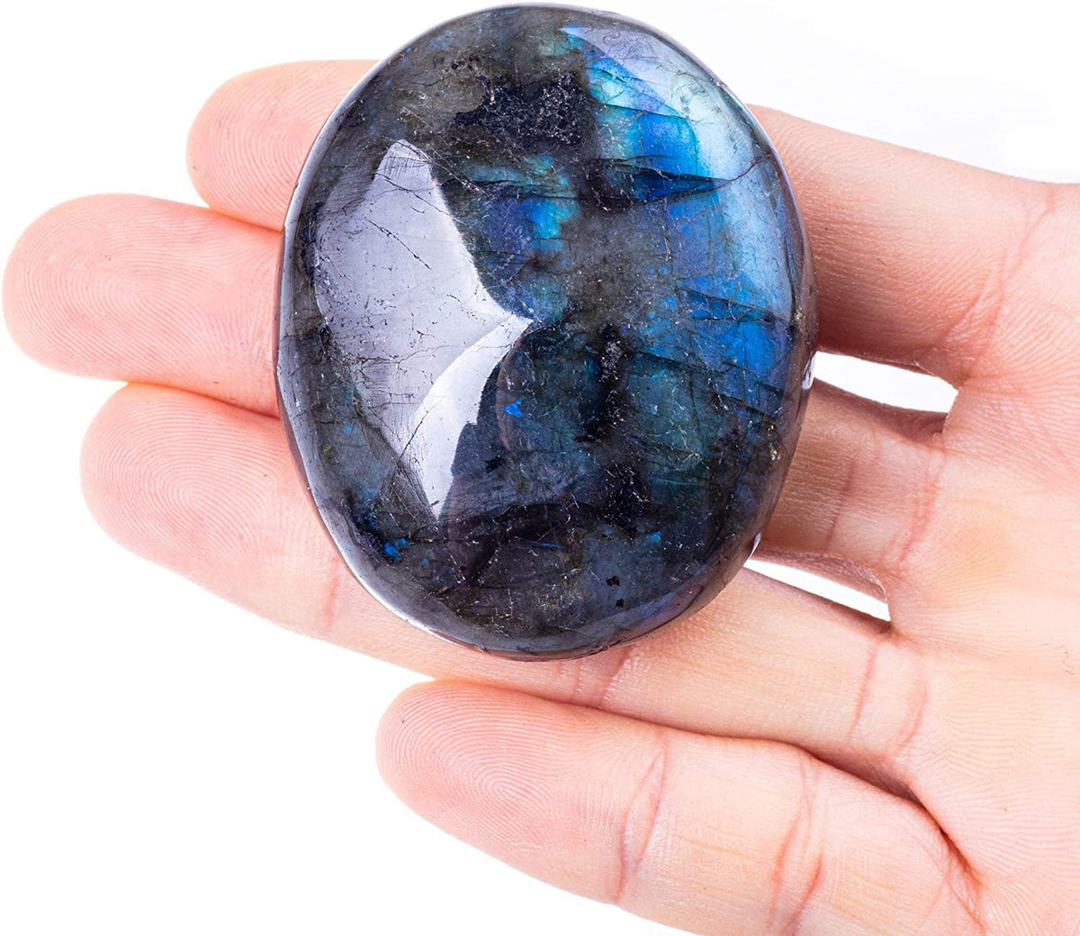 UU UNIHOM Labradorita piedra palma azul: recordatorio de gratitud para el día a día