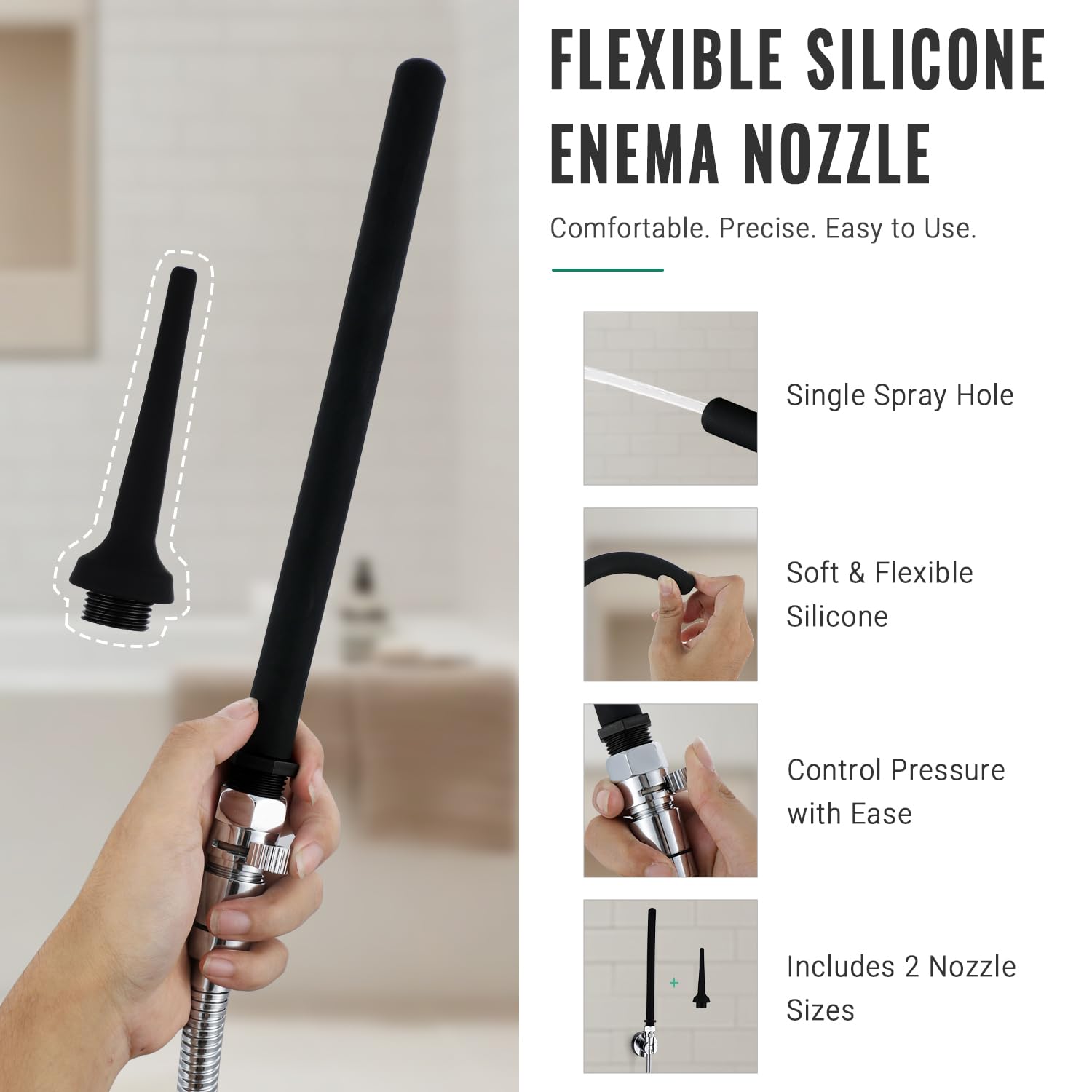 V-Frankness boquilla de silicona de 9 pulgadas para limpieza suave