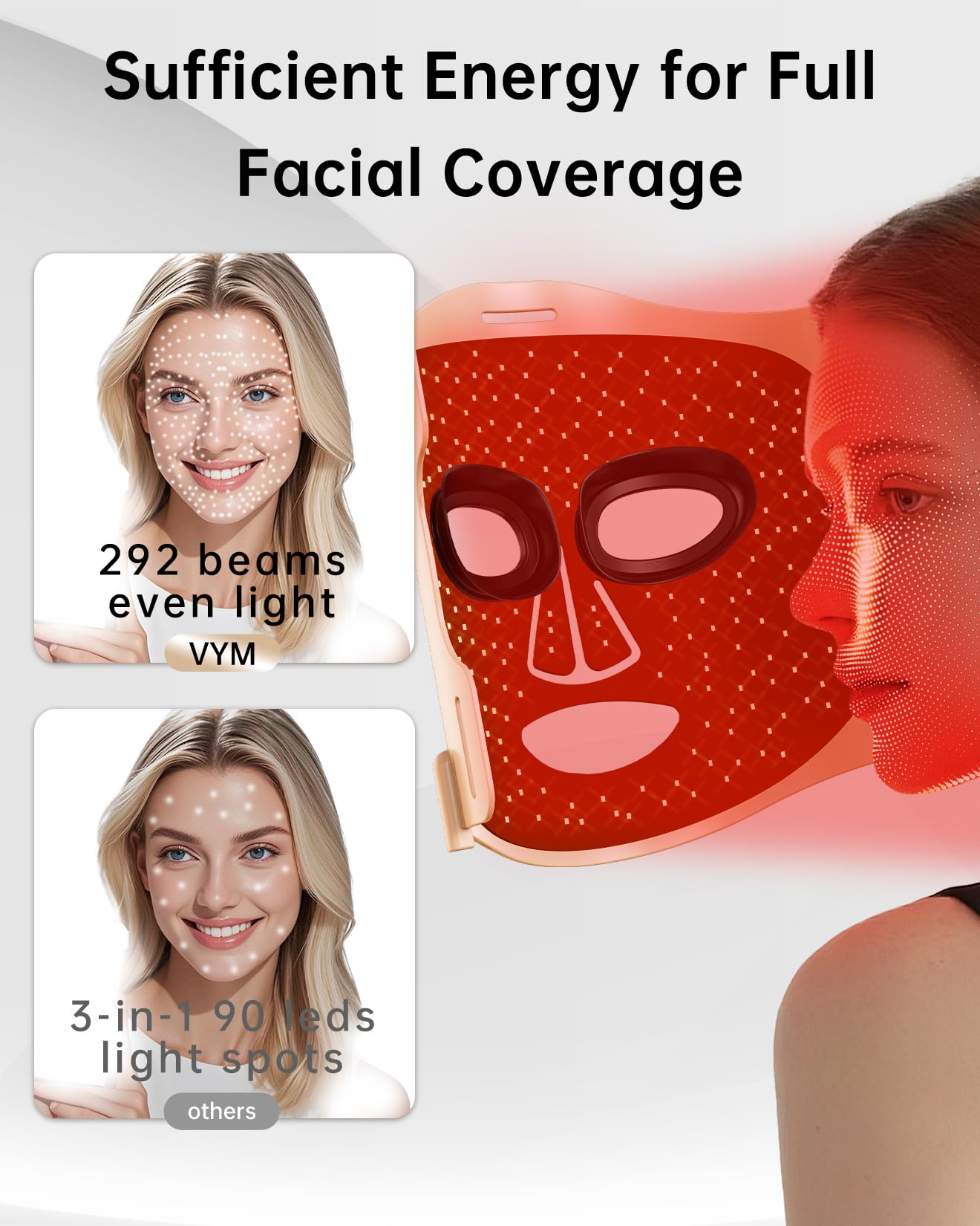 Mascarilla V VYM By Clinmate con luz amarilla 590nm para realzar el brillo suave