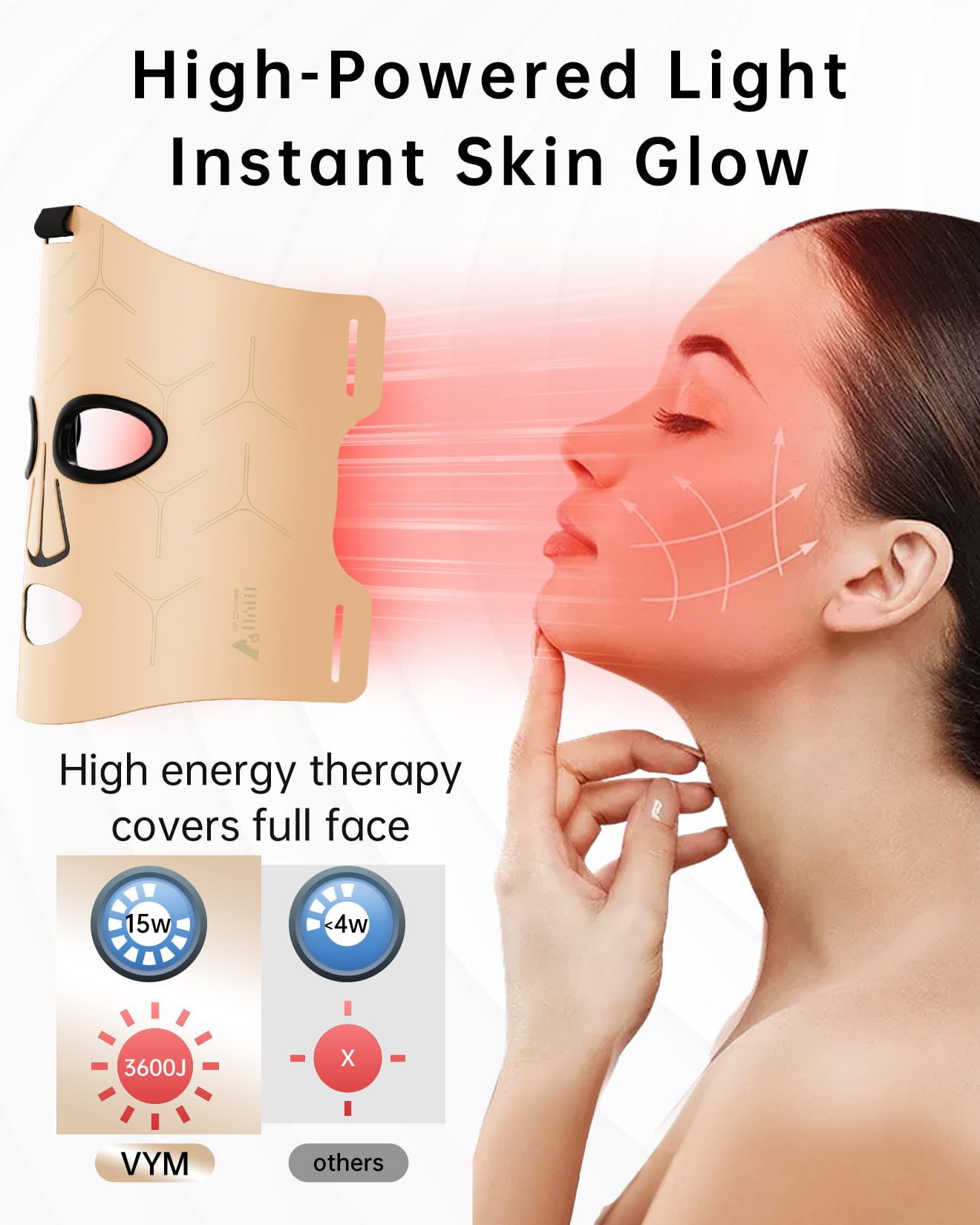 Mascarilla V VYM By Clinmate con luz roja 633nm para rostro equilibrado en casa