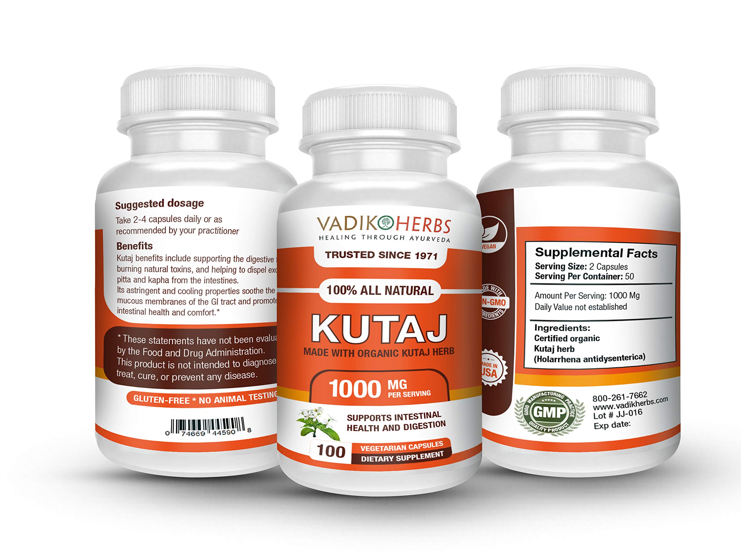Vadik Herbs Kutaj botella transparente, fácil de almacenar para uso regular.