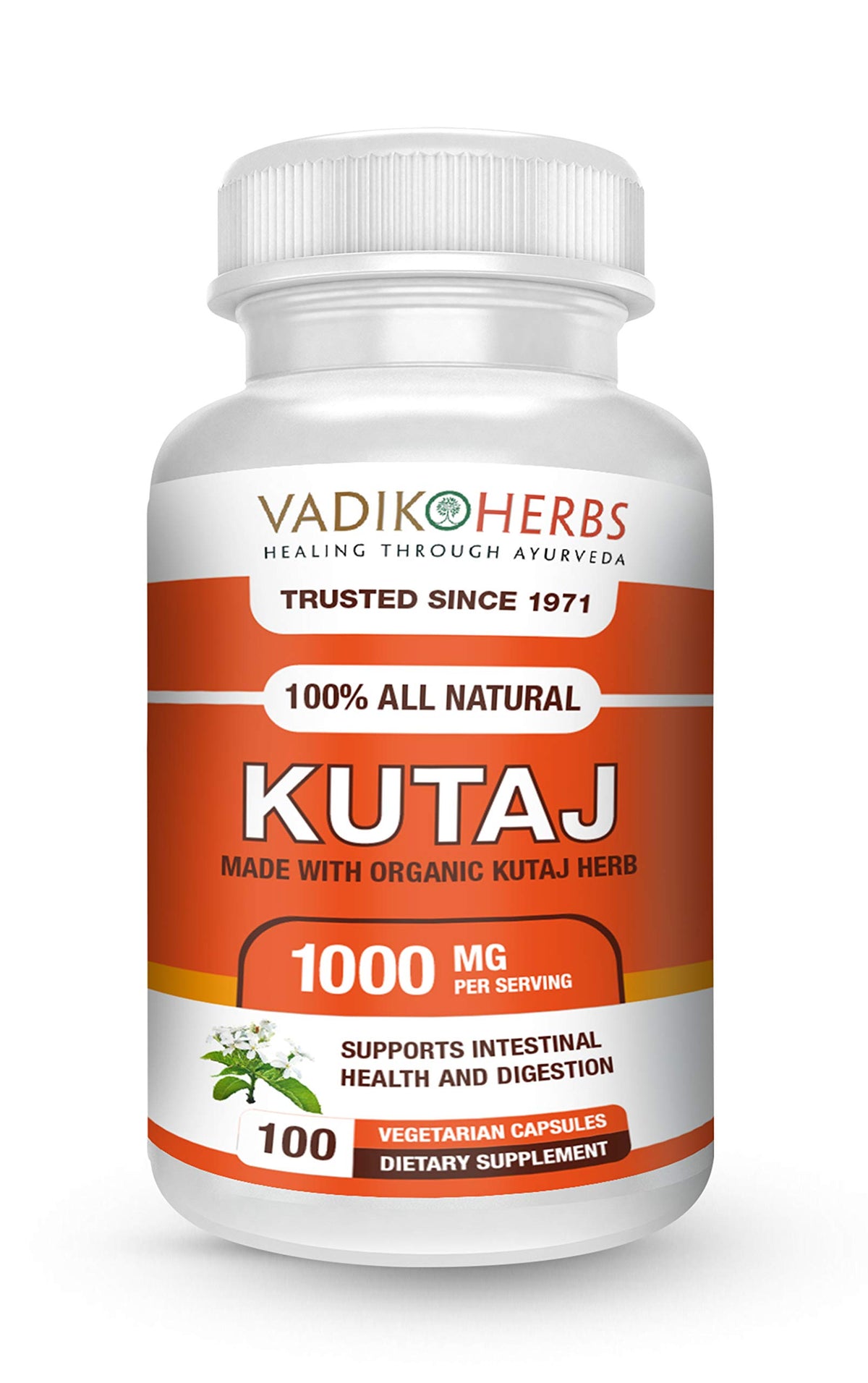Vadik Herbs Kutaj cápsulas 100, apoyo potencial para la digestión y bienestar diario.