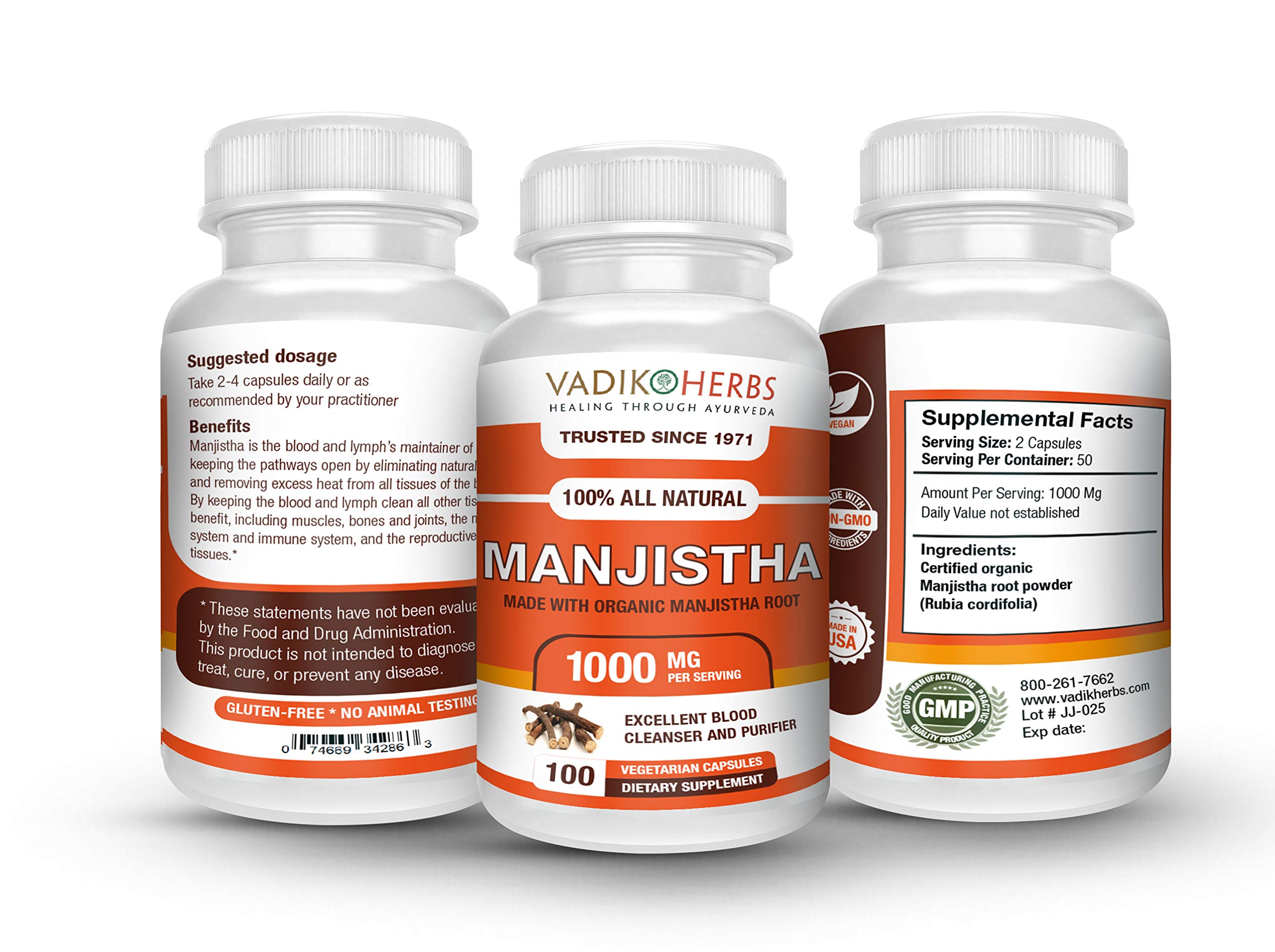 Vadik Herbs Manjistha: cápsulas veganas listas para uso diario