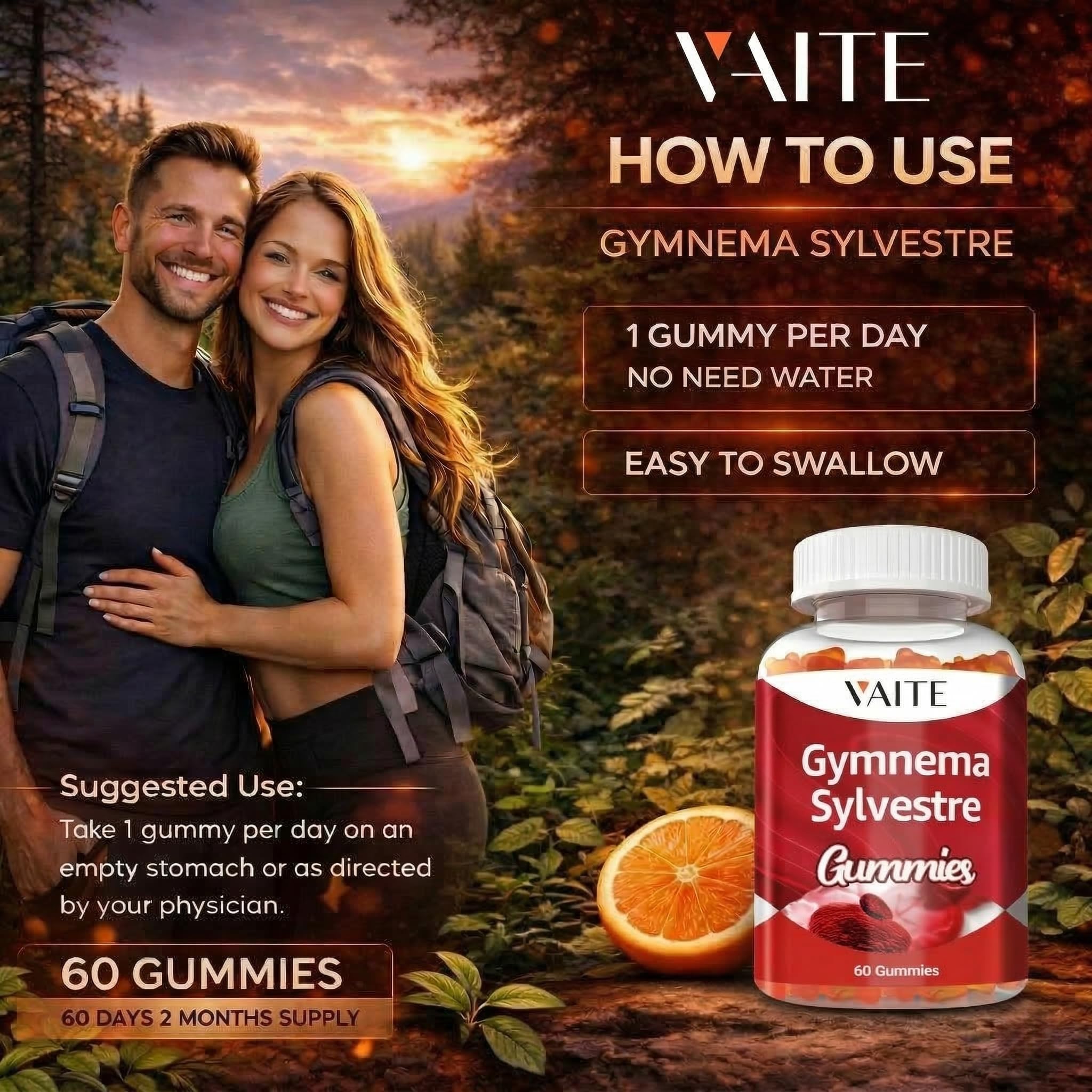 VAITE Gymnema Sylvestre gomitas: sello sin OGM para confianza.
