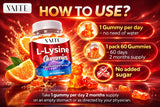 VAITE L-Lisina 1000 mg Gummies, caja abierta mostrando consistencia suave.